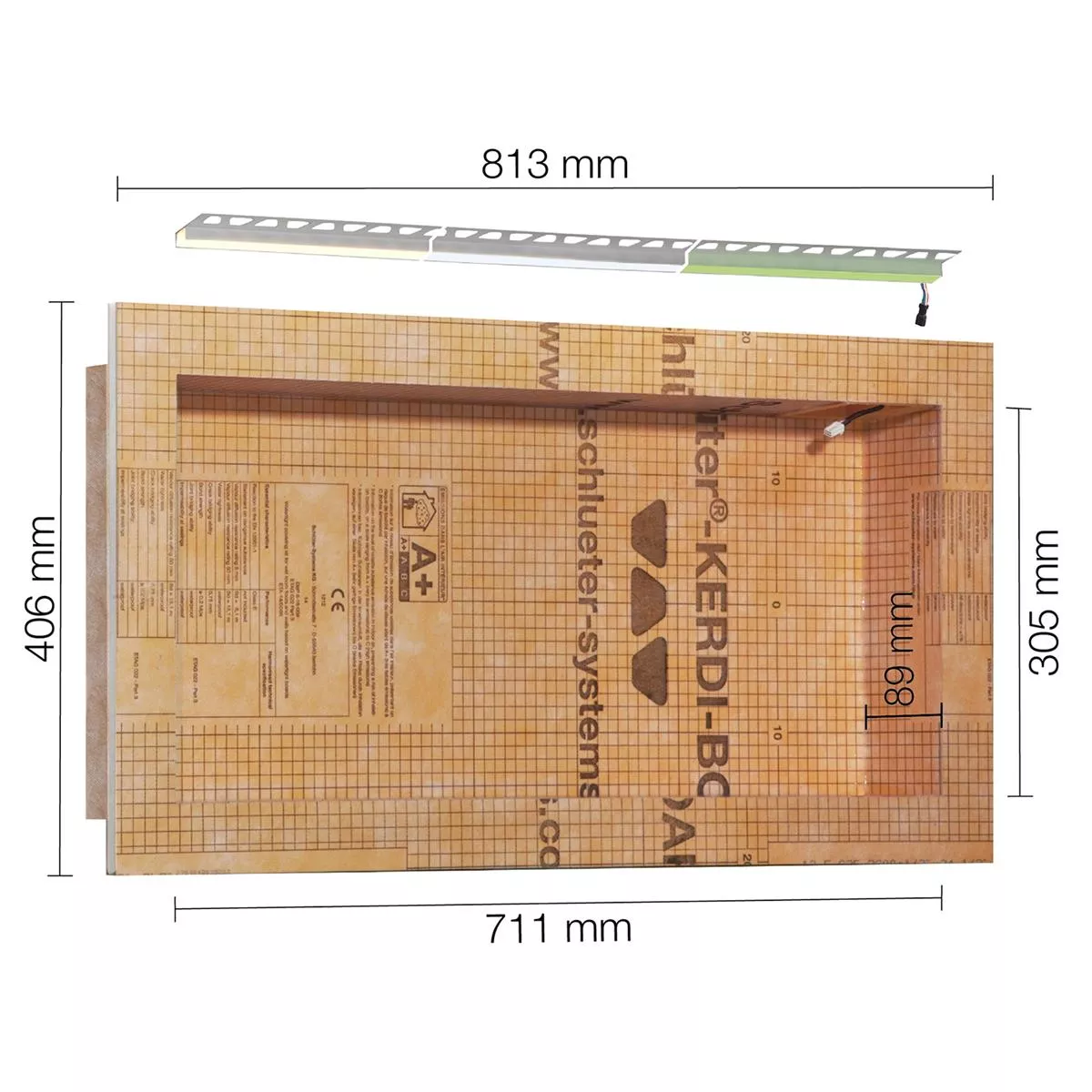 Schlüter Kerdi Board NLT nischset LED-belysning RGB 71,1x30,5x8,9 cm Schlüter Kerdi Board NLT nischset LED-belysning RGB 71,1x30,5x8,9 cm
