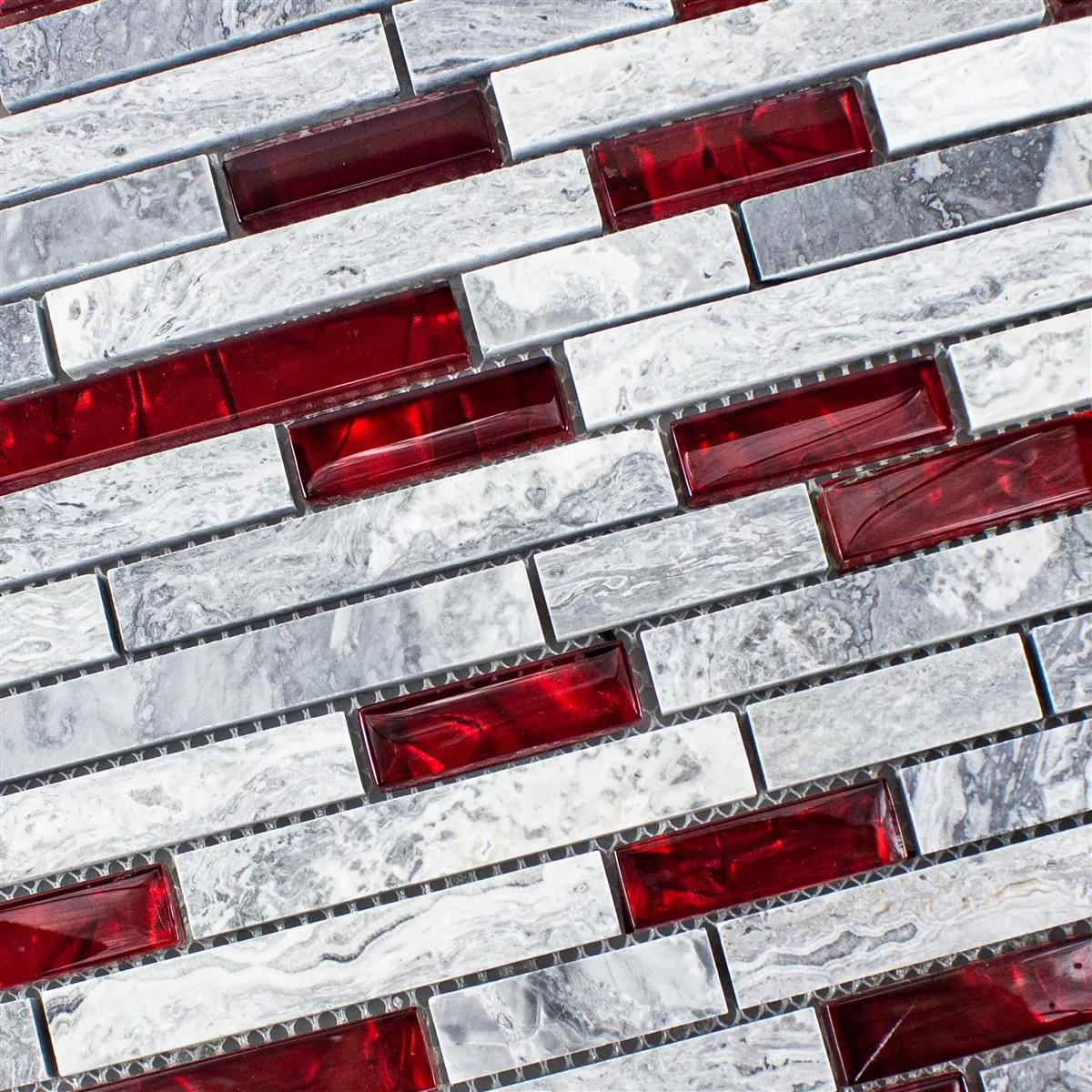 Glas Natursten Mosaik Plattor Sinop Grå Röd Brick