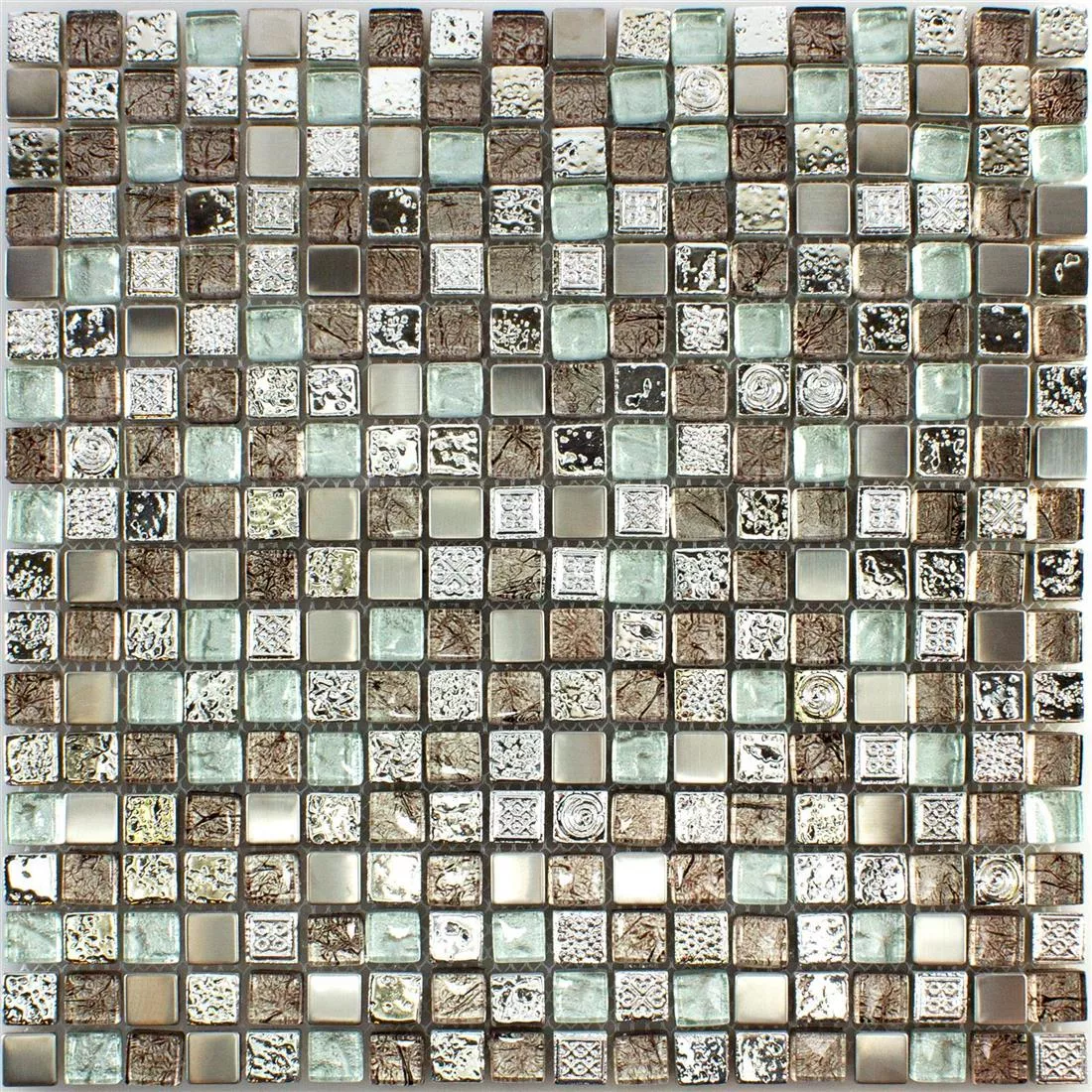 Glas Resin Metall Mosaik Falco Brun Silver