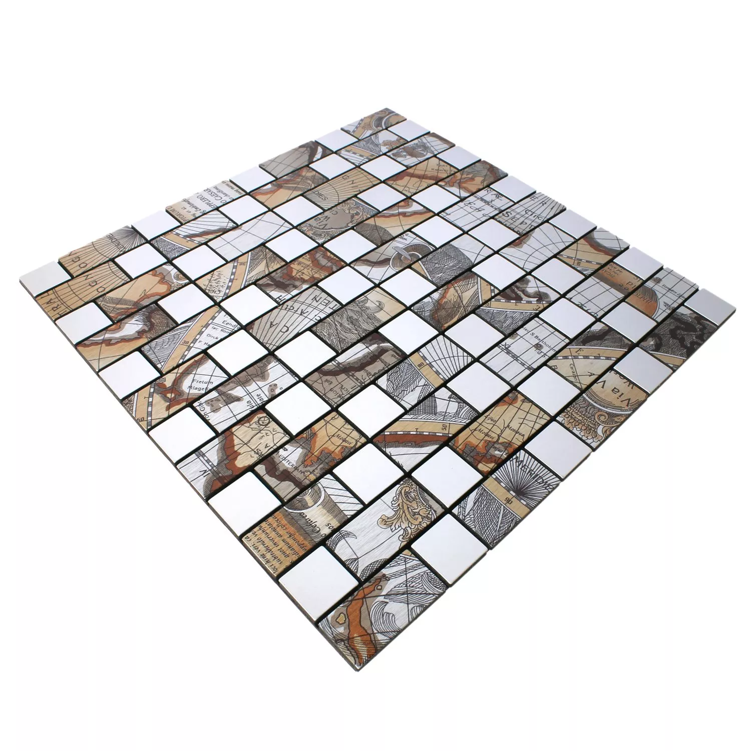 Mosaik Metall Självhäftande Pinta Silver Rektangel