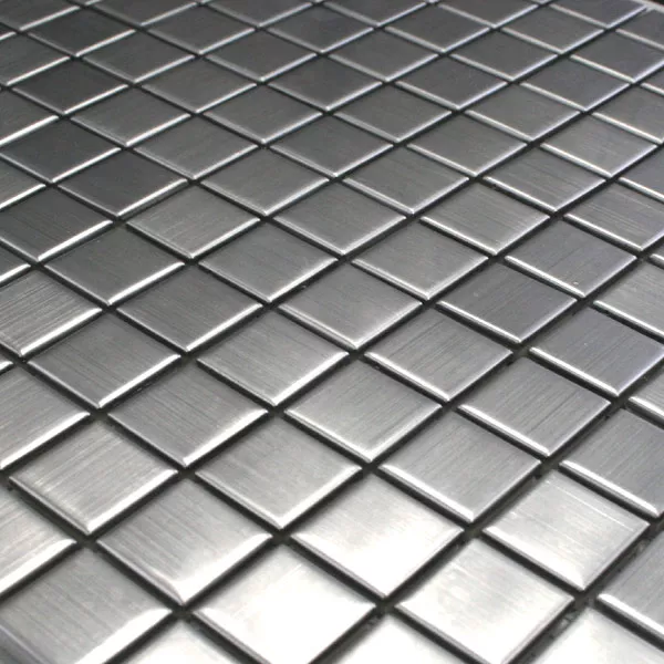 Mosaik Rostfritt Stål Silver Borstat Kvadrat 23
