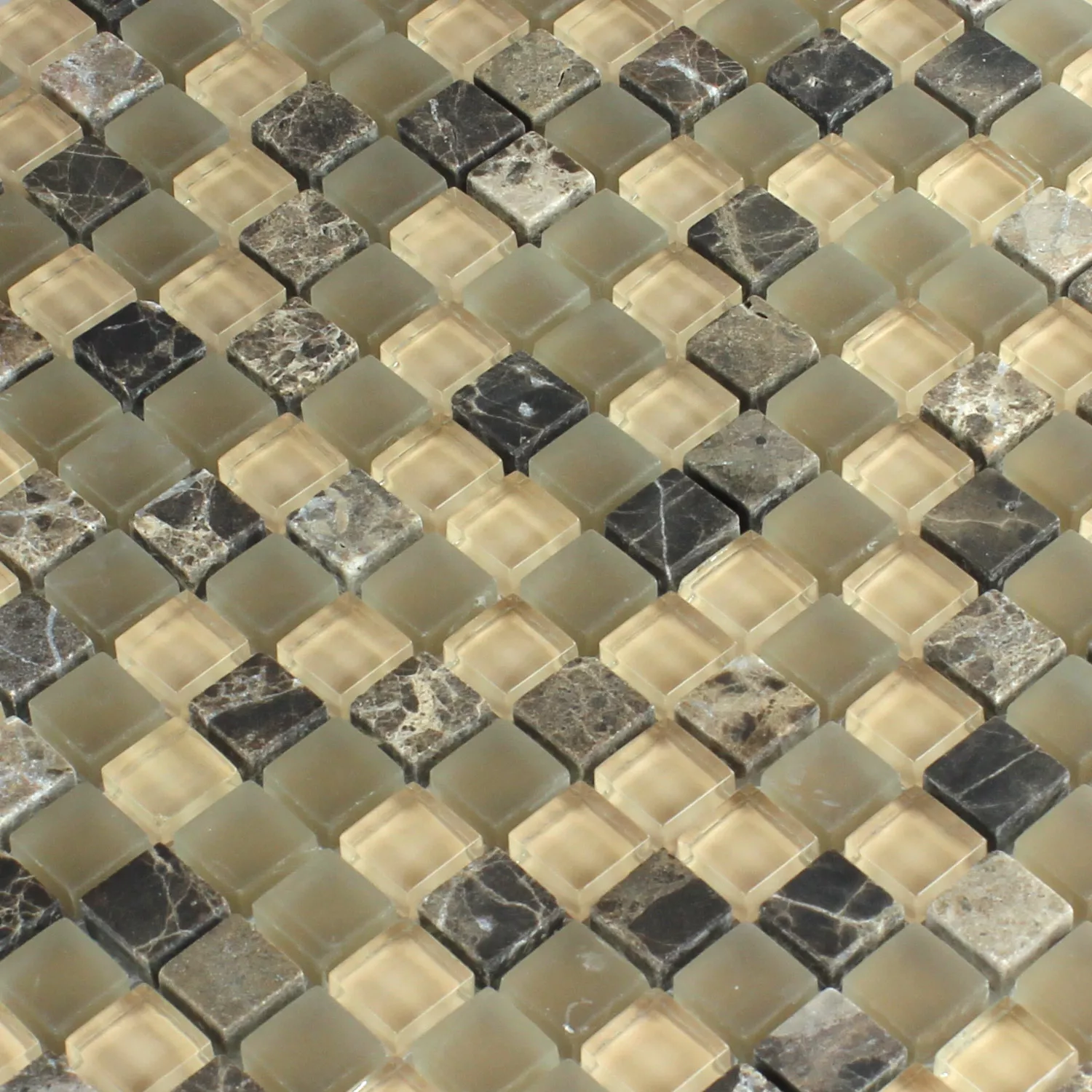 Mosaik Glas Marmor 15x15x8mm Brun Beige Mix