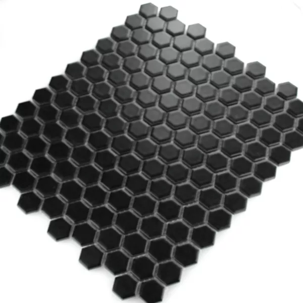 Prov Mosaik Keramik Hexagon Svart Matt H23