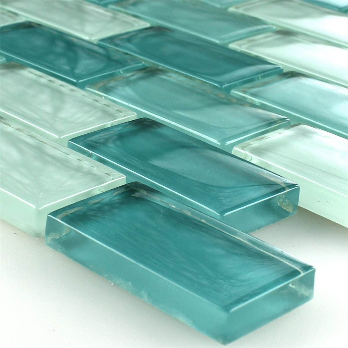 Mosaik Glas Crystal Brick Grön Mix