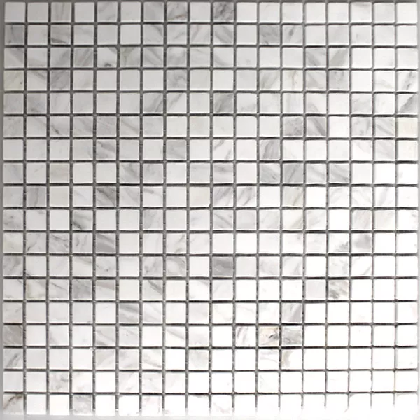 Mosaik Marmor 15x15x8mm Vit Polerad