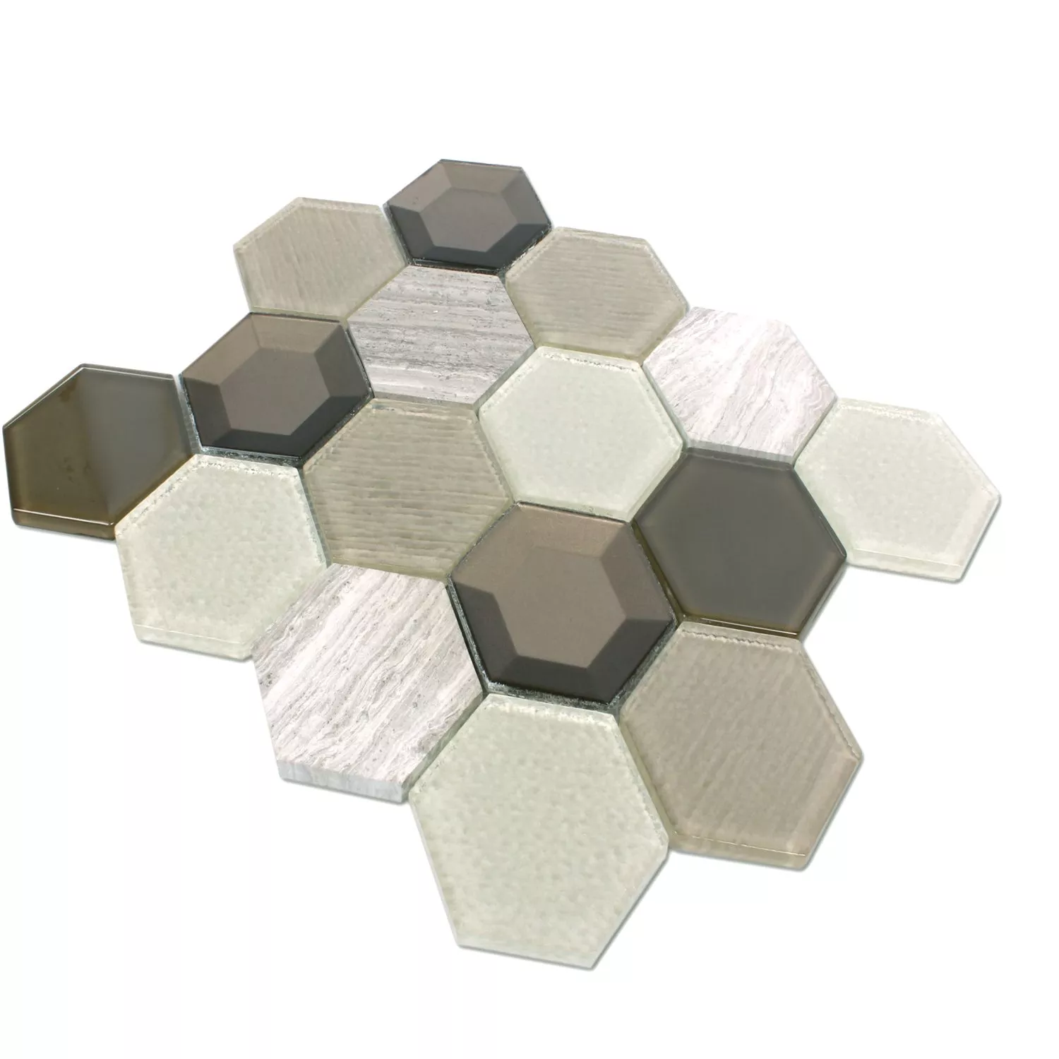 Prov Mosaik Concrete Glas Natursten 3D Beige