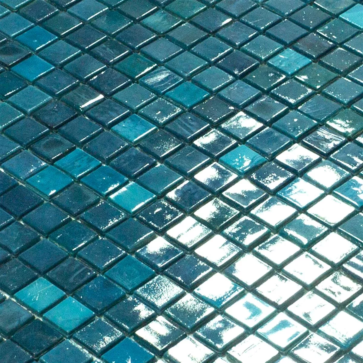 Glasmosaik Plattor New River Azur Blå Mix