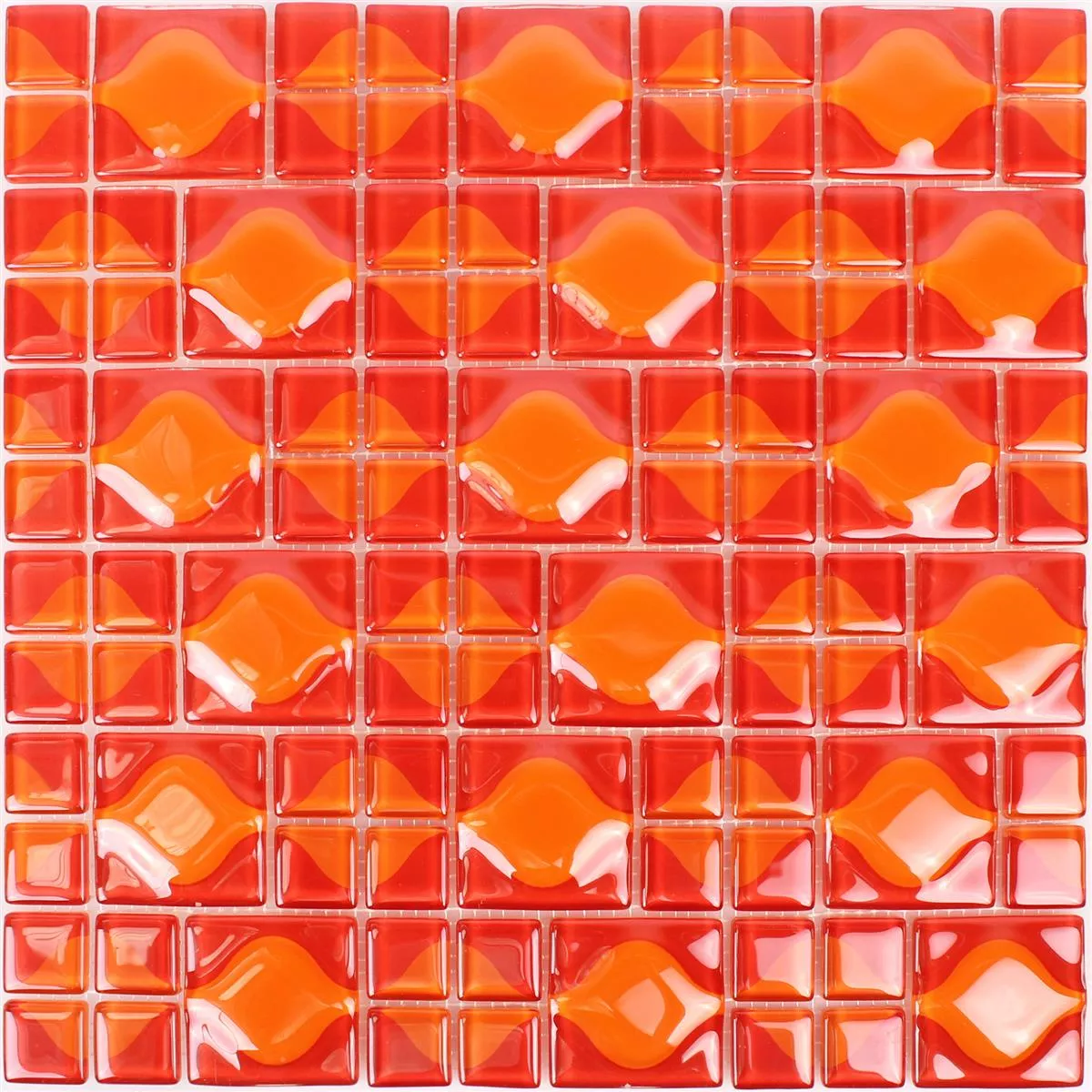 Prov Glasmosaik Plattor Nokta Röd Orange 3D