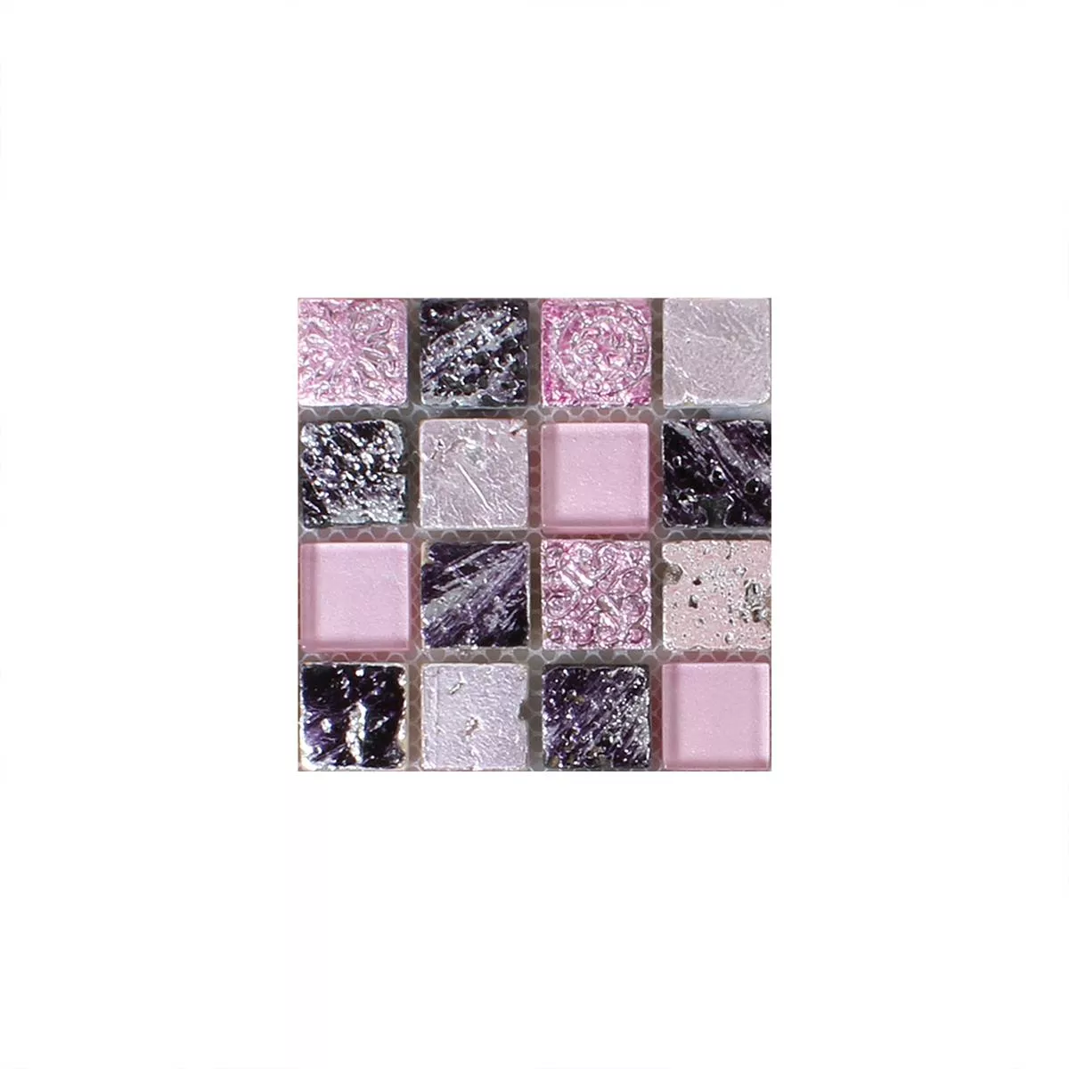 Prov Glas Natursten Resin Mosaik Pink Mix