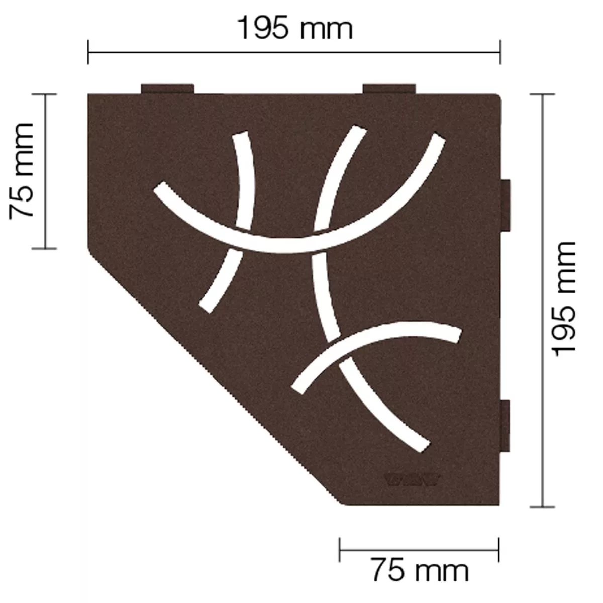 Vägghylla duschhylla Schlüter 5-hörnig 19,5x19,5cm Curve