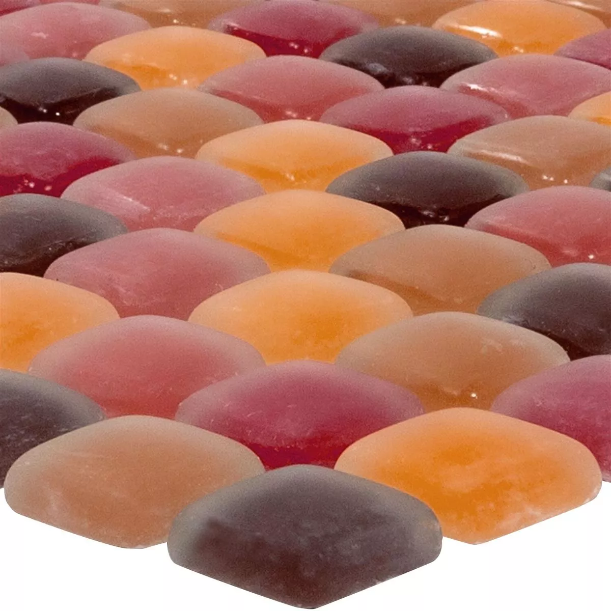 Glasmosaik Plattor Ponterio Frosted Röd Mix