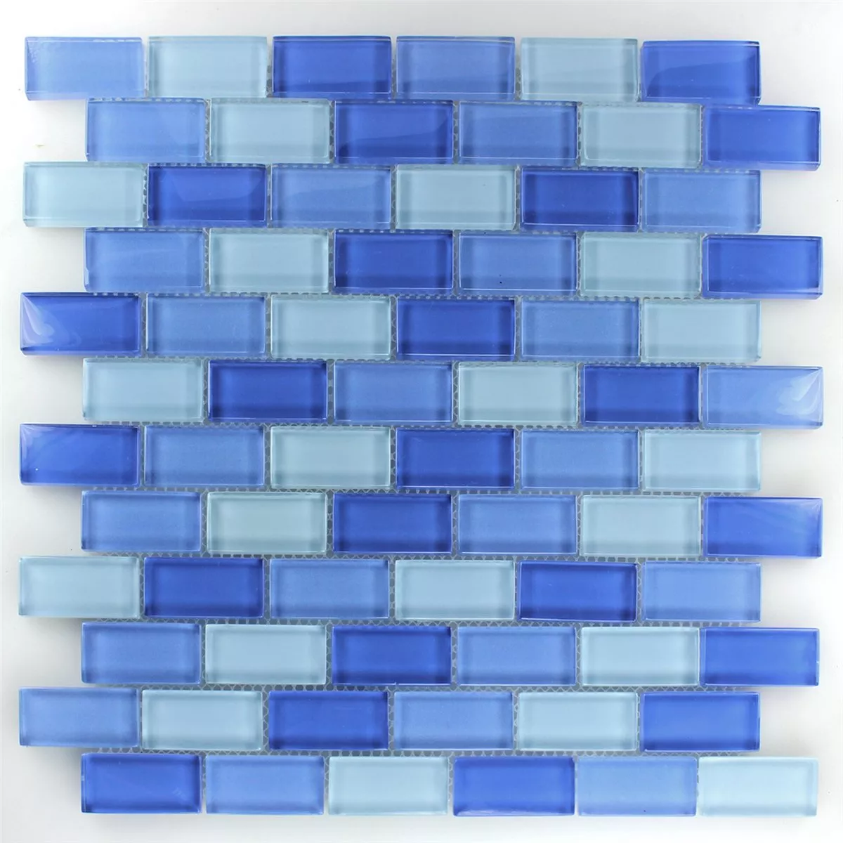Mosaik Glas Brick Ljusblå Mix 25x50x8mm