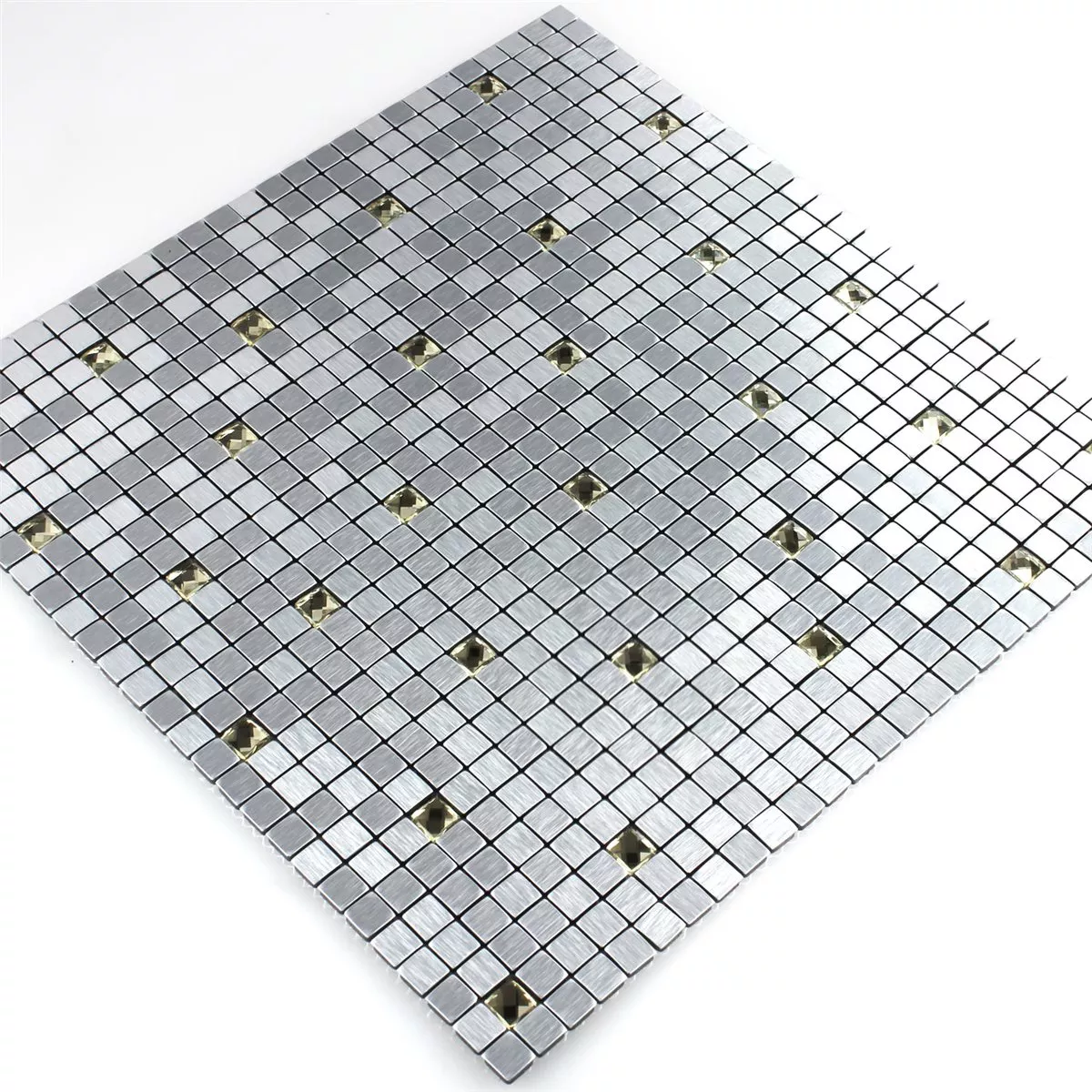 Mosaik Glas Metall Silver Guld Diamond 10x10x4mm