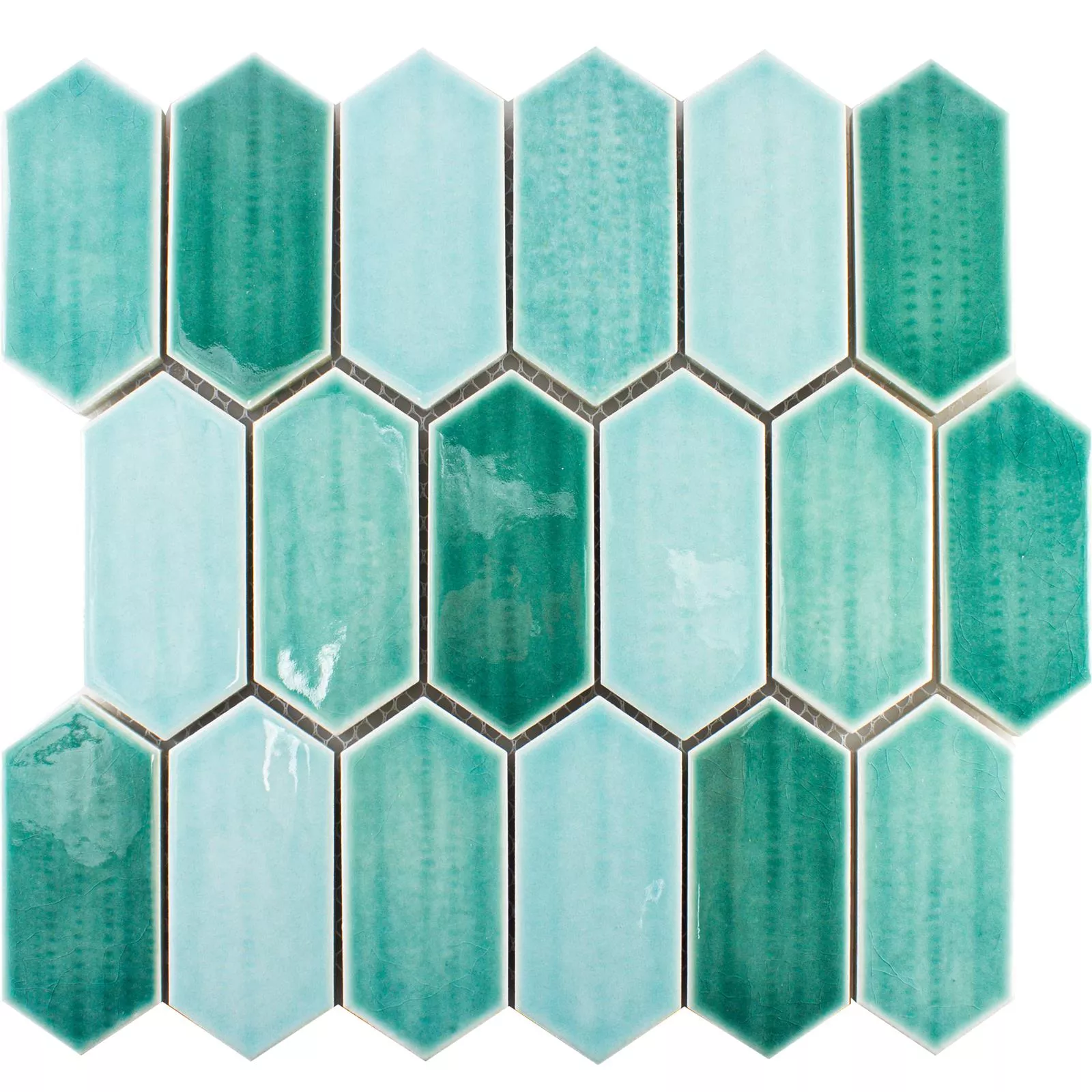 Prov Keramik Mosaik McCook Hexagon Lång Turkos Grön