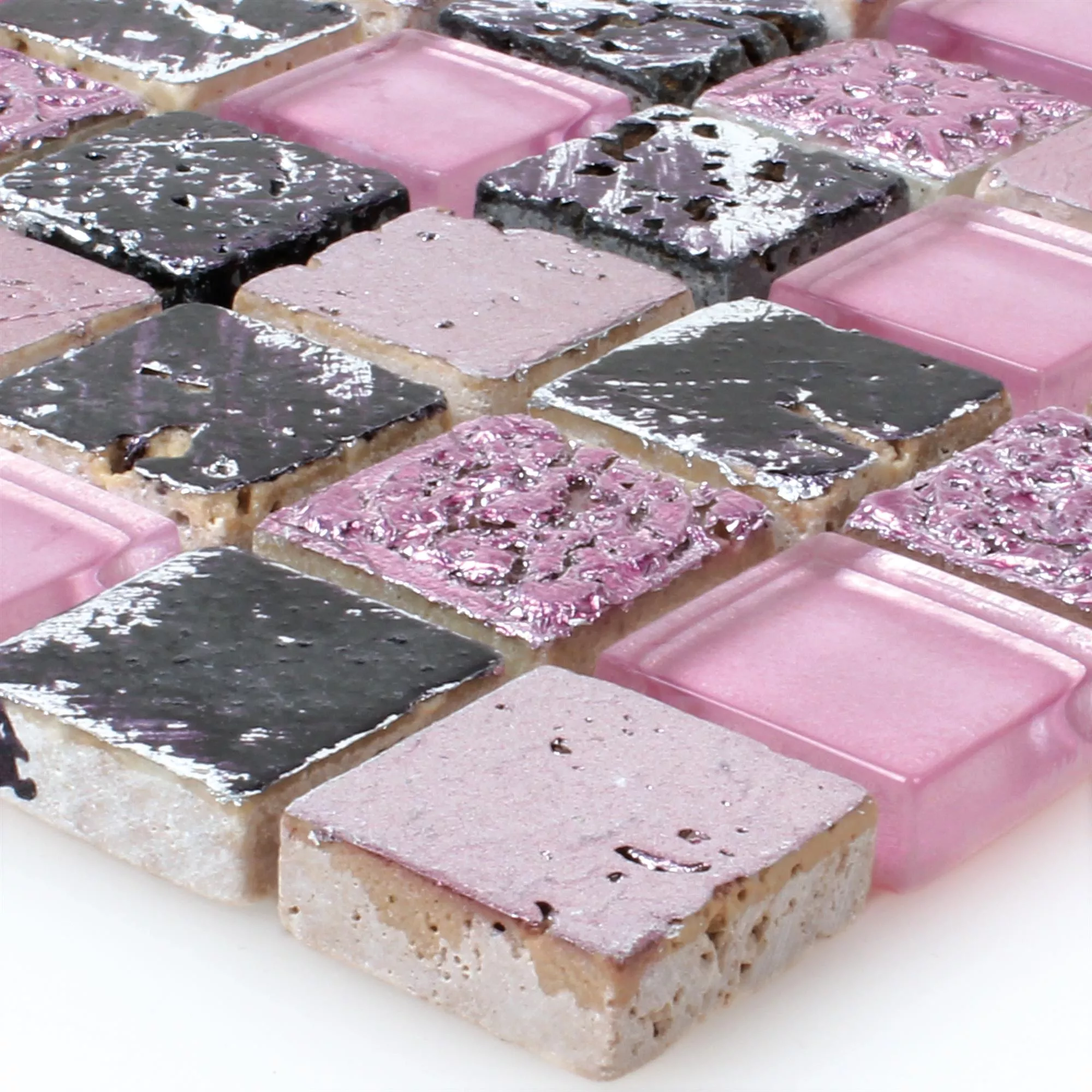 Glas Natursten Resin Mosaik Pink Mix Glas Natursten Resin Mosaik Pink Mix