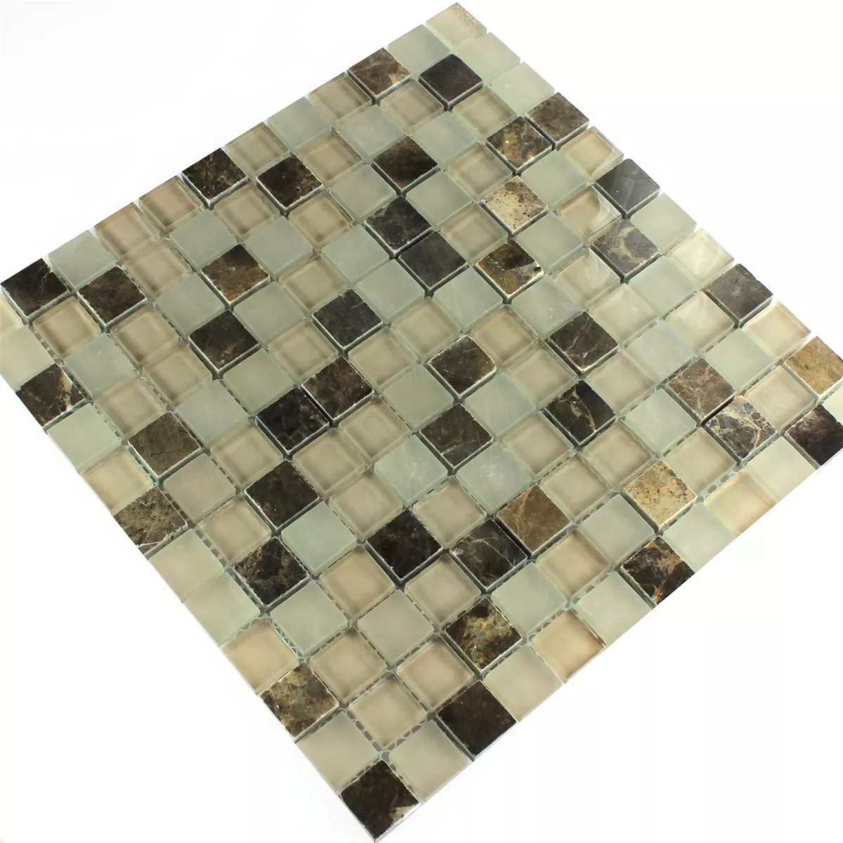 Mosaik Glas Marmor Quebeck Brun 23x23x8mm