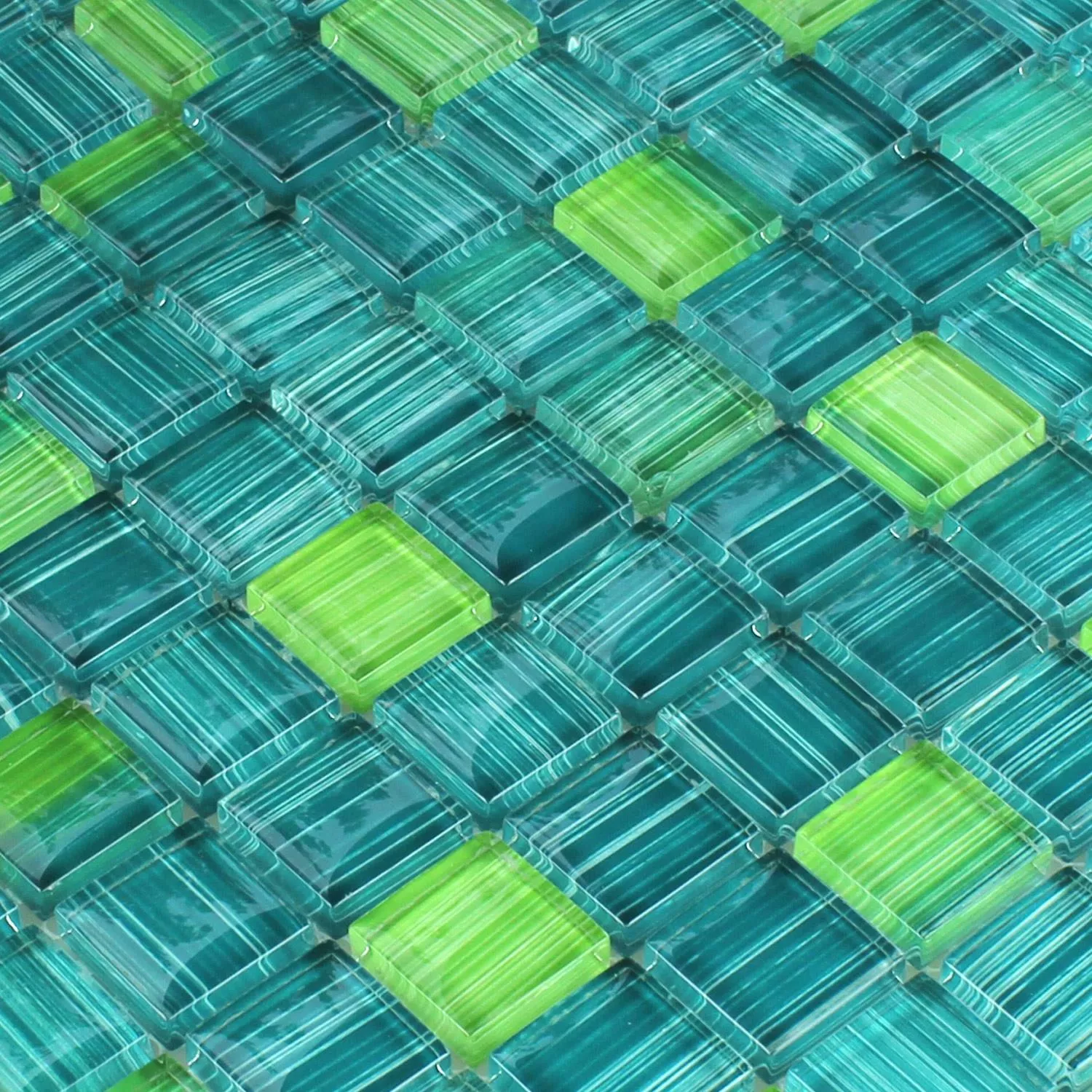 Prov Randige Kristall Glasmosaik Grön