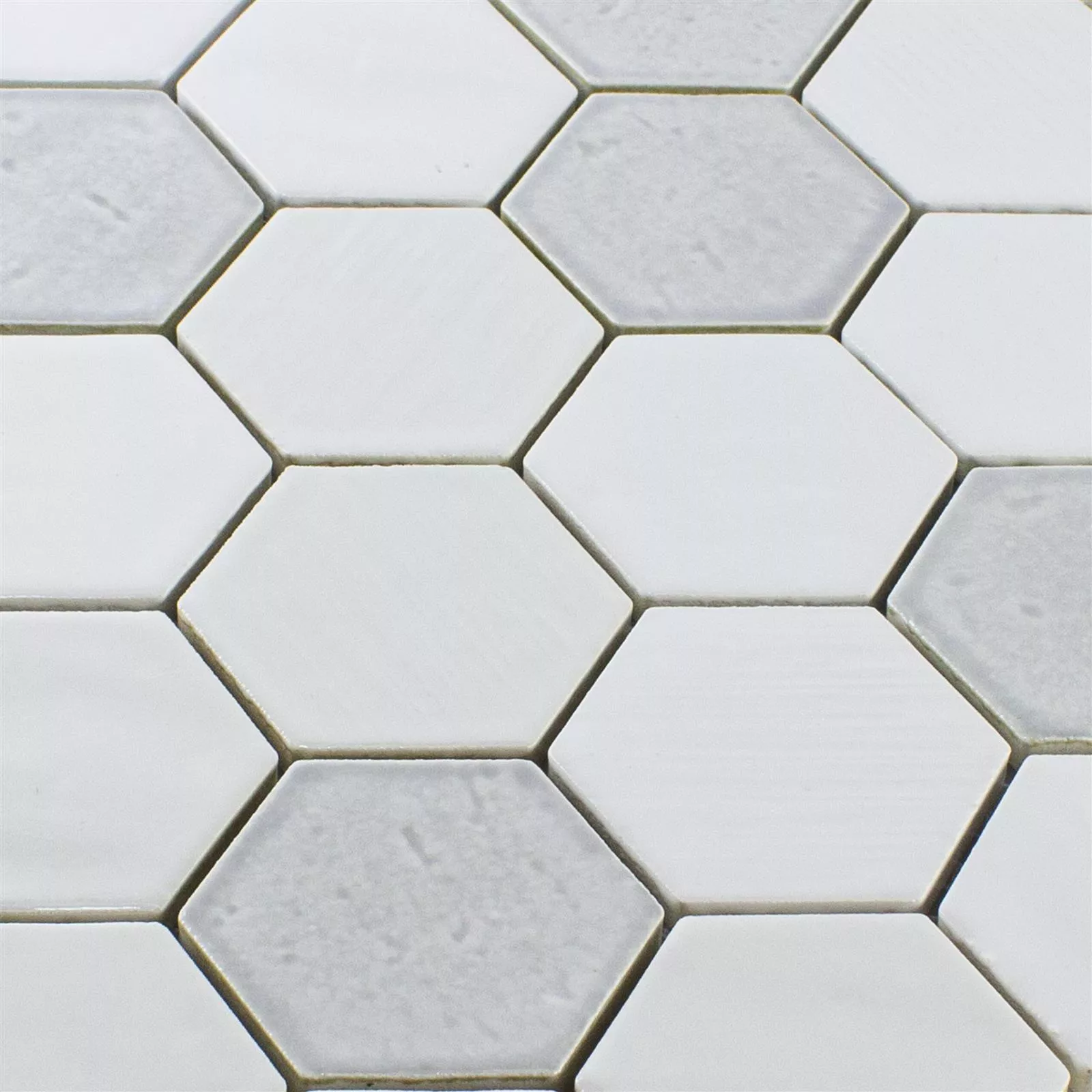 Keramik Mosaik Roseburg Hexagon Glänsande Vit