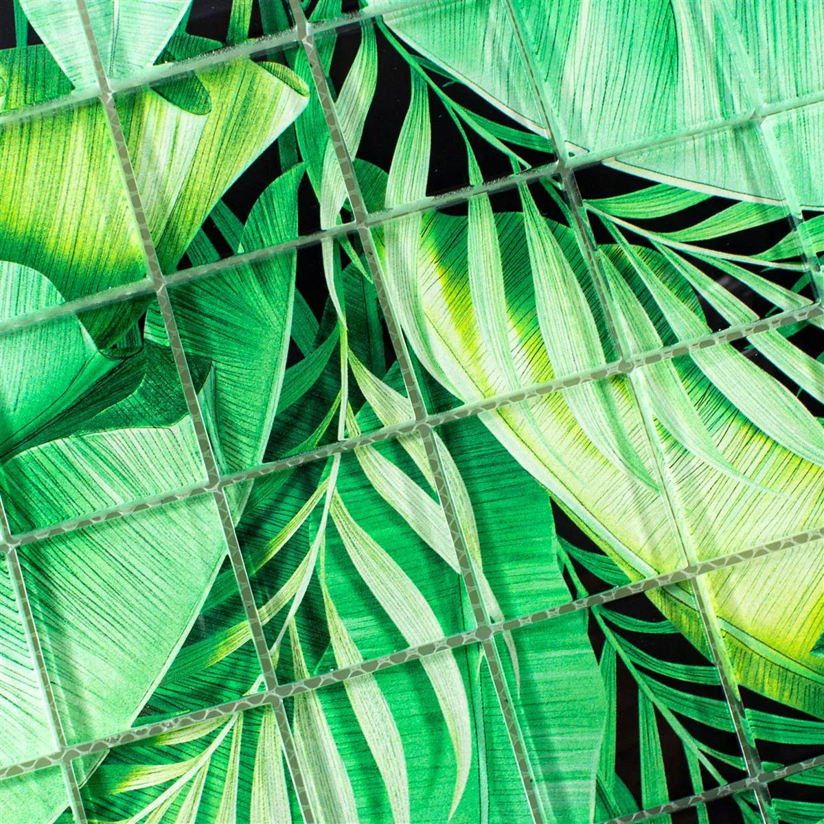 Glasmosaik Plattor Pittsburg Blomoptik Grön