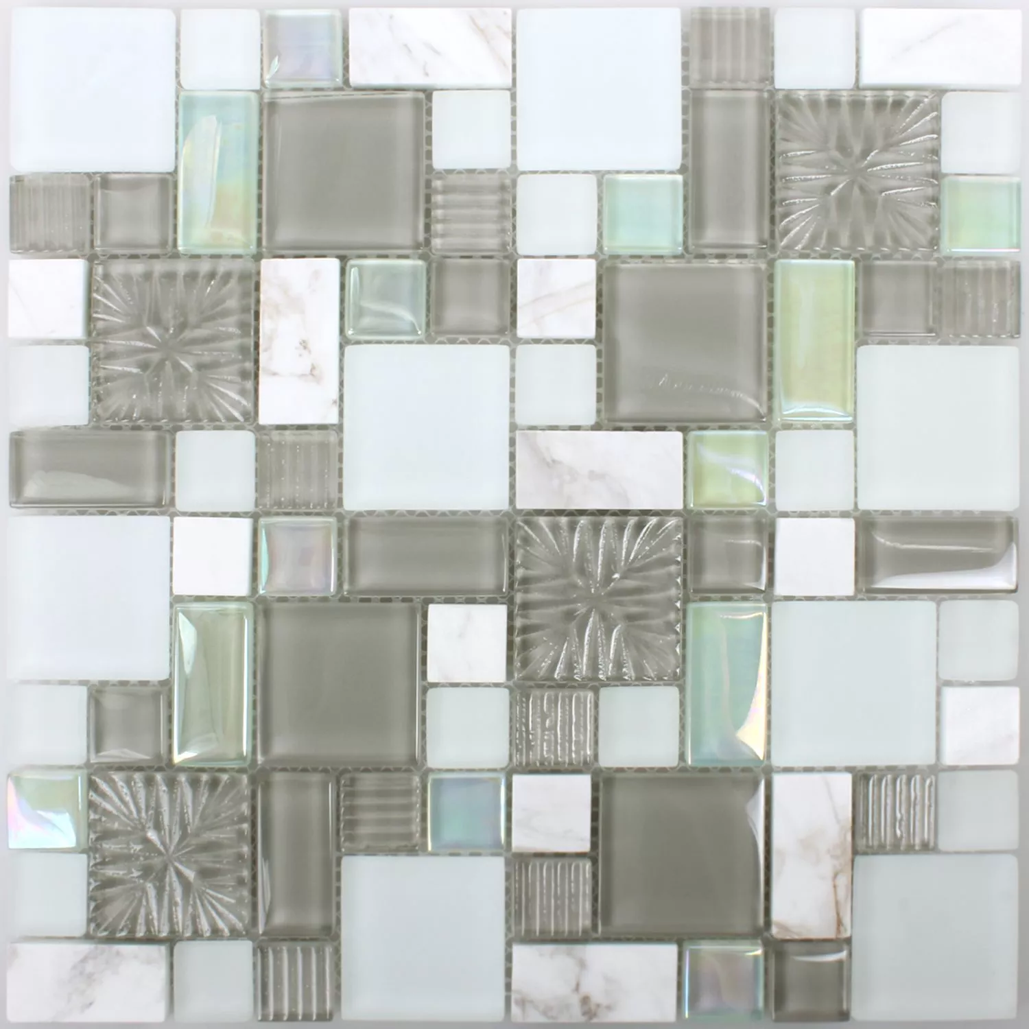 Mosaik Norderney Glas Natursten Mix
