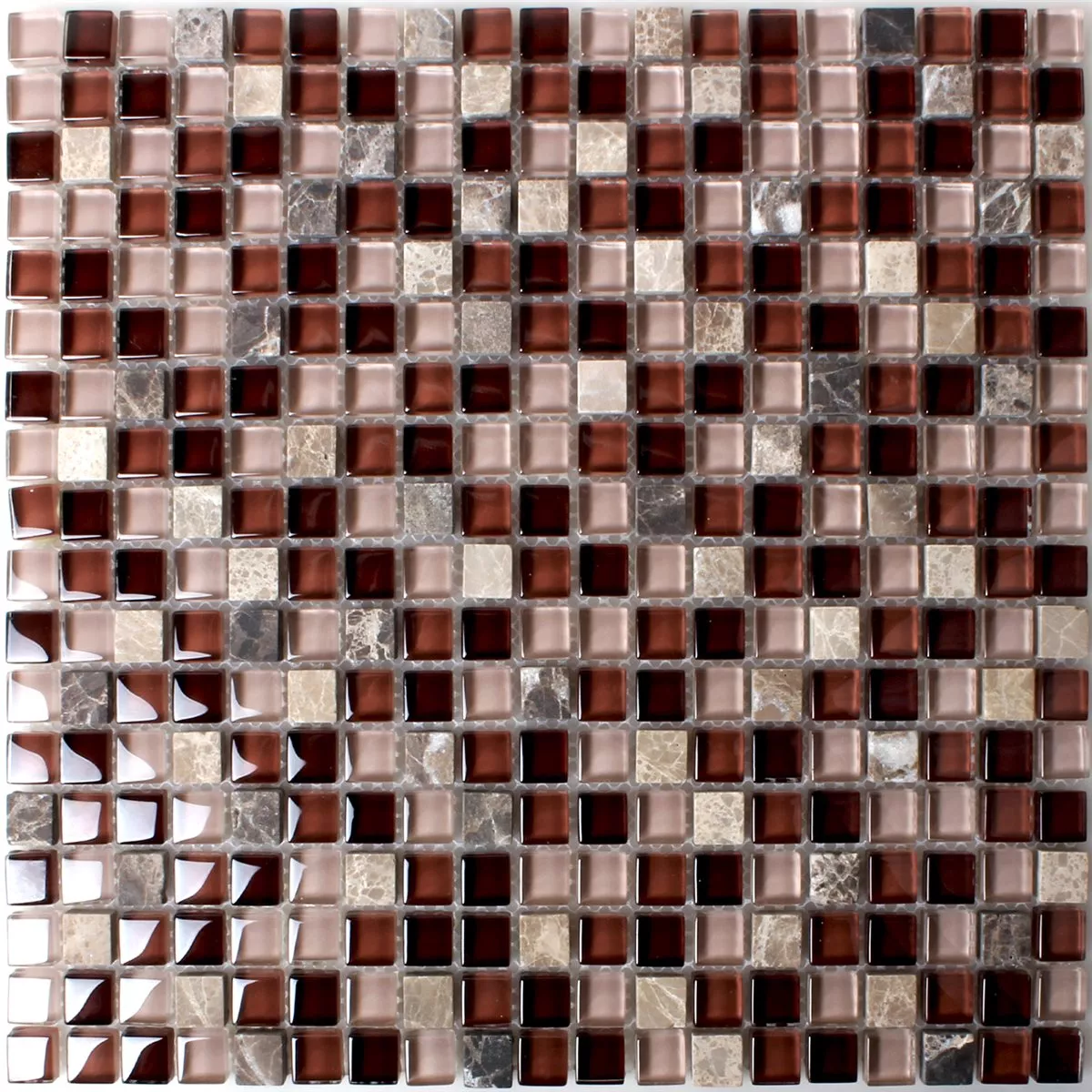 Prov Mosaik Glas Marmor Brun Mix