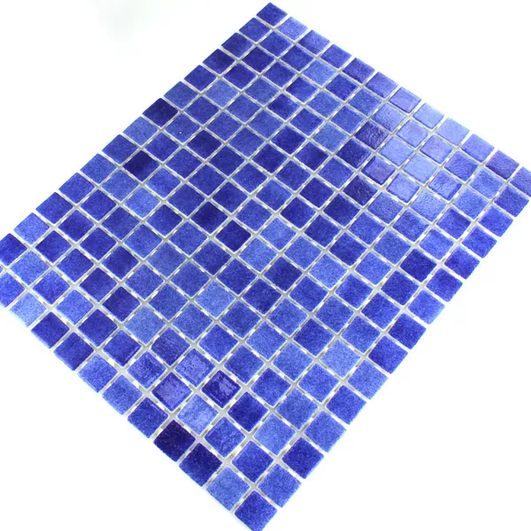 Mosaik Glas Simbassäng 25x25x4mm Mörkblå Mix