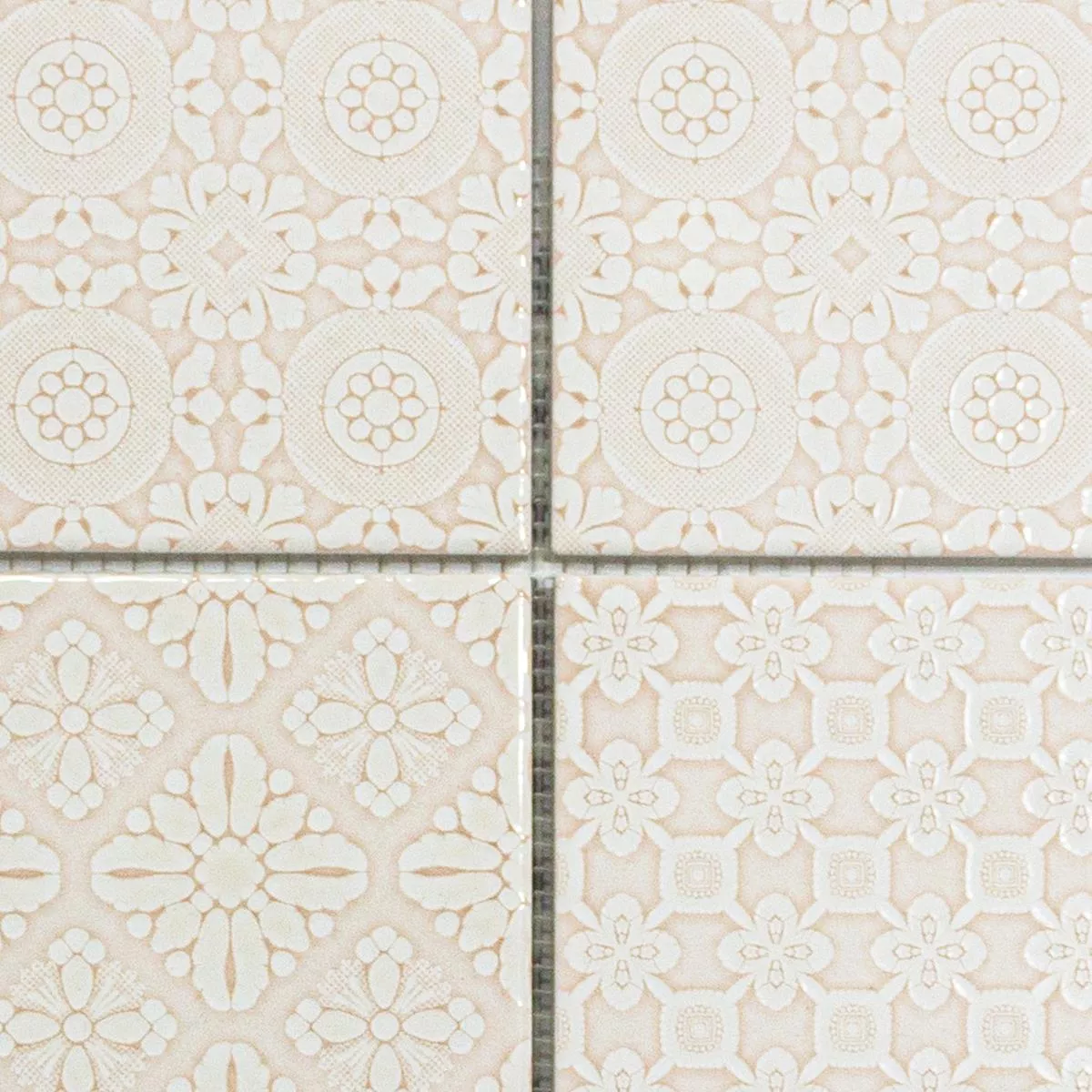 Keramik Mosaik Rivabella Relief Rosa