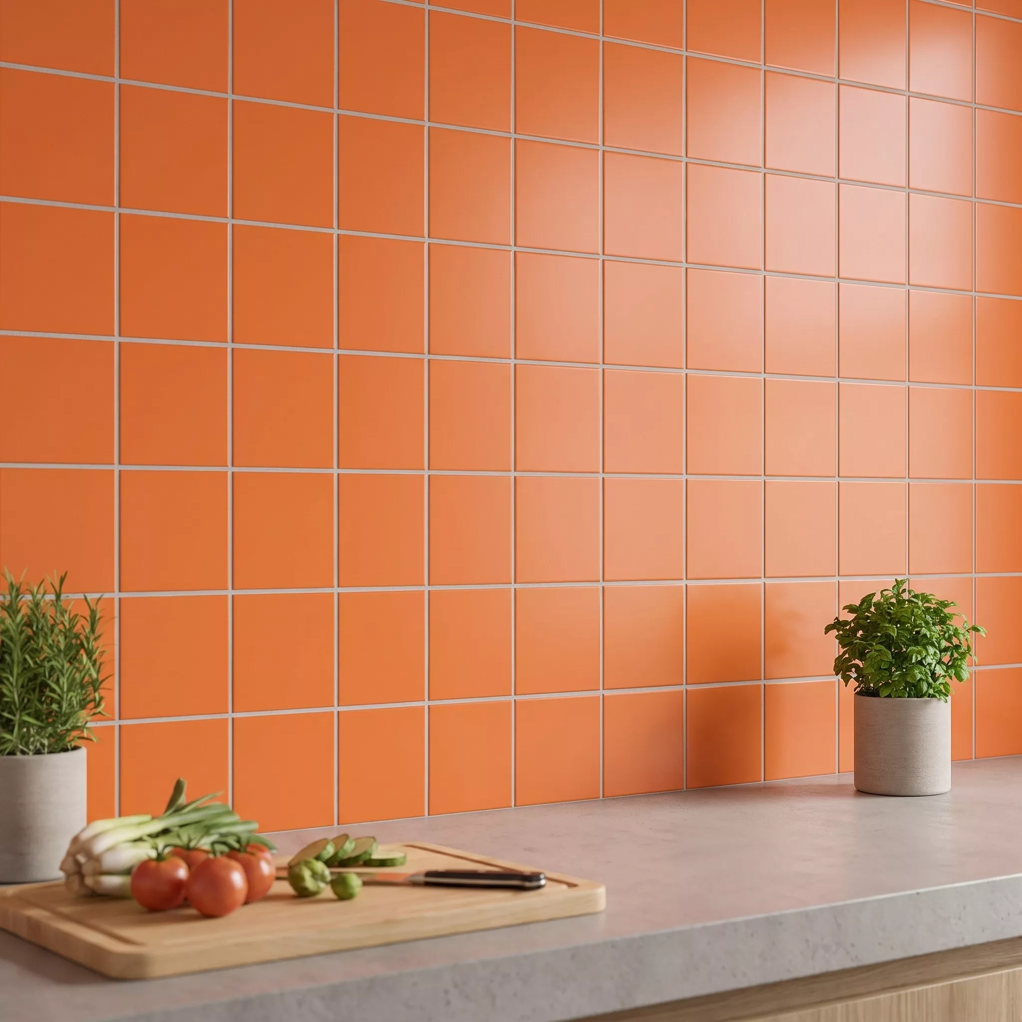 Metro kakel Apelsin Matt 10x10 cm Utan Fasett Freyburg Naranja