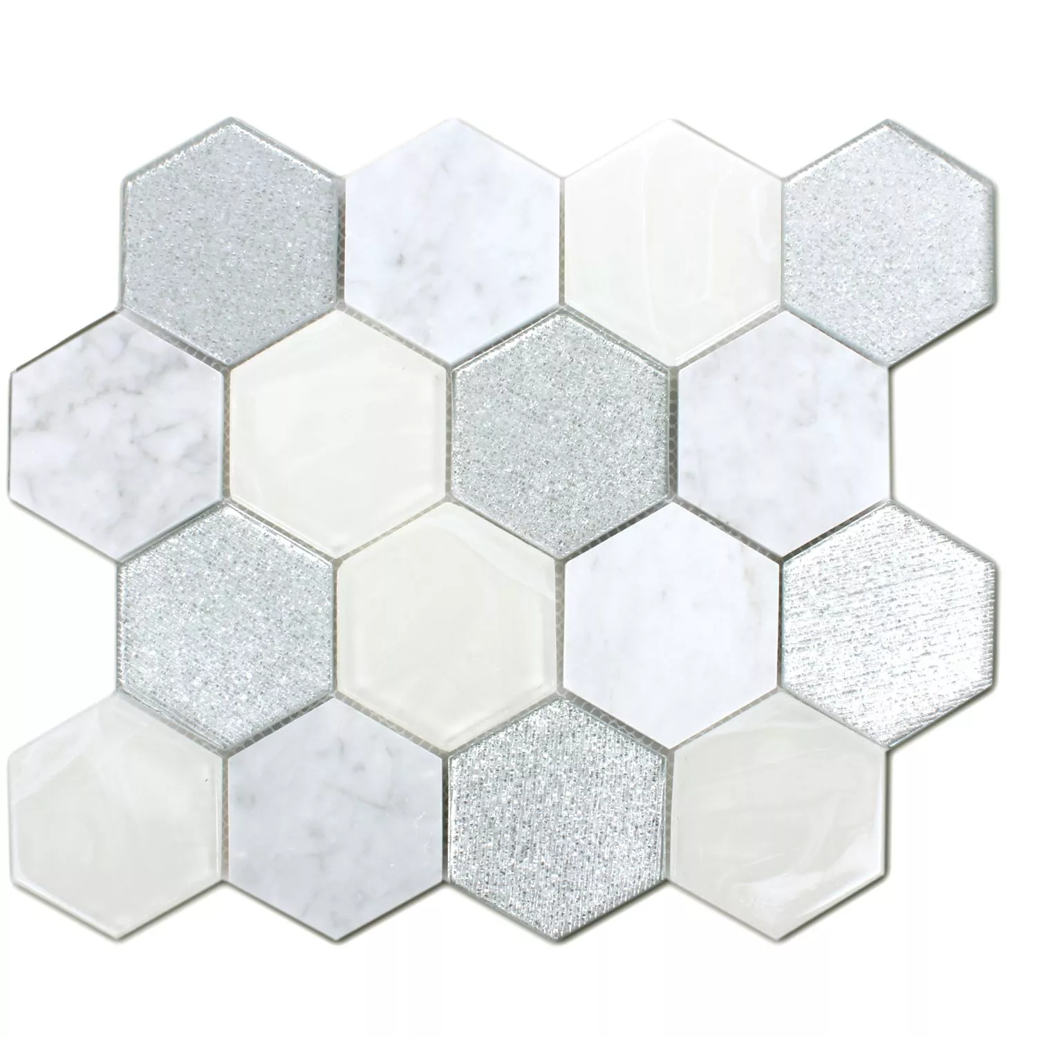 Mosaik Hexagon Lipari Silver Grå