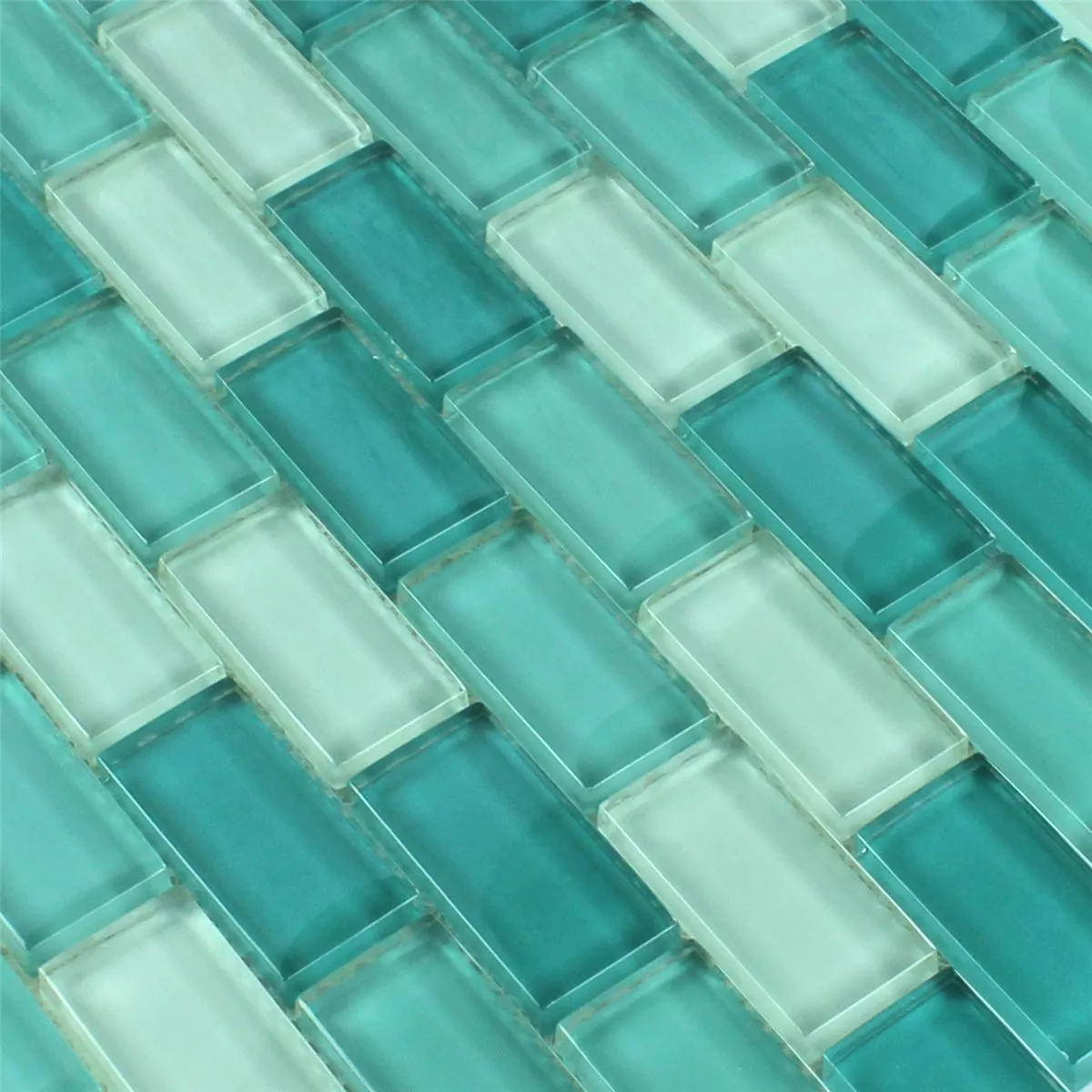 Mosaik Glas Crystal Brick Grön Mix