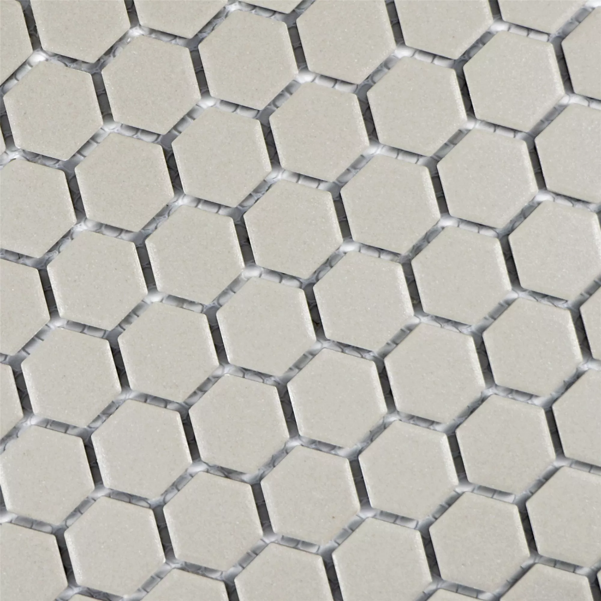Prov Keramik Mosaik Hexagon Zeinal Oglaserad Ljusgrå R10B