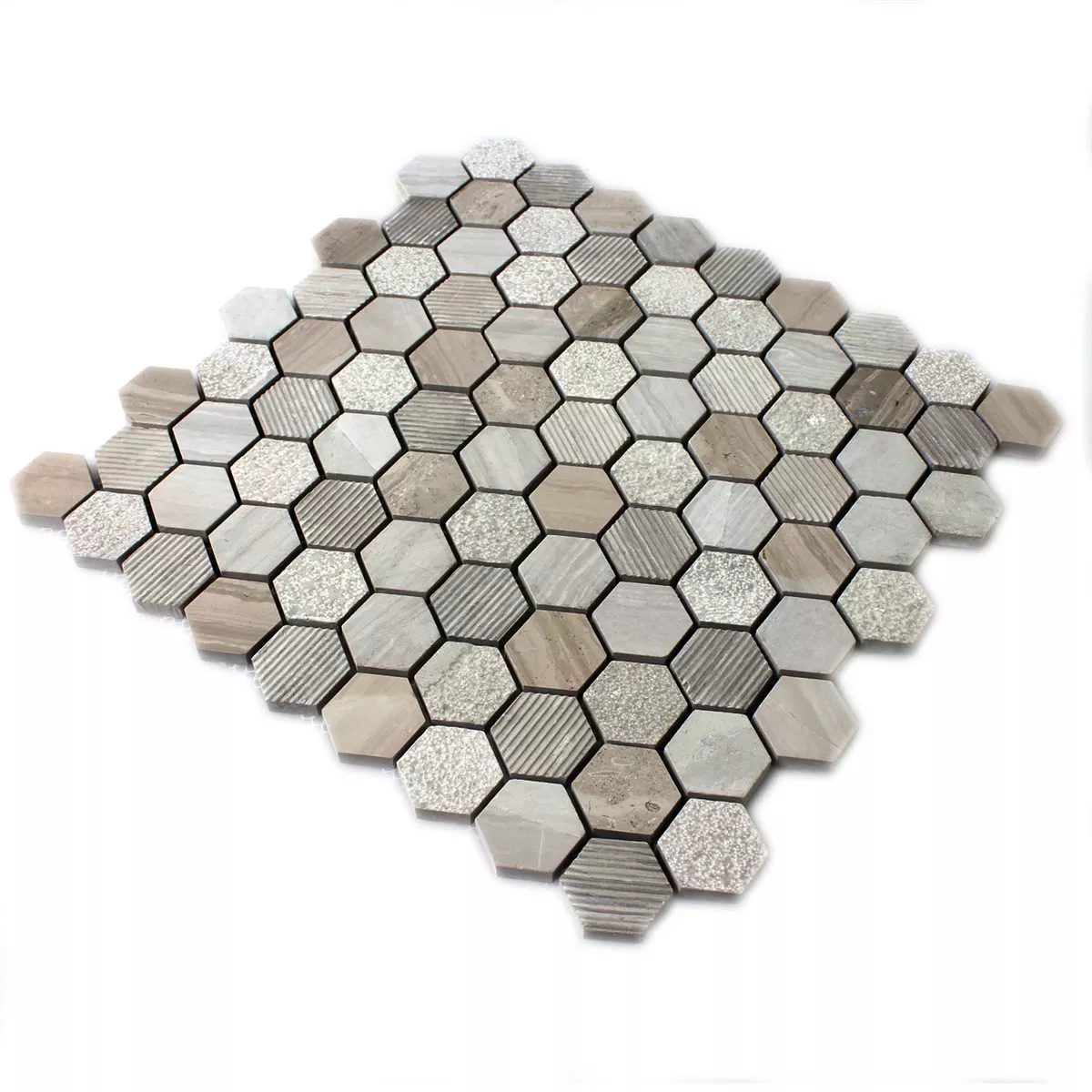 Mosaik Hexagon Natursten Mocca Brun