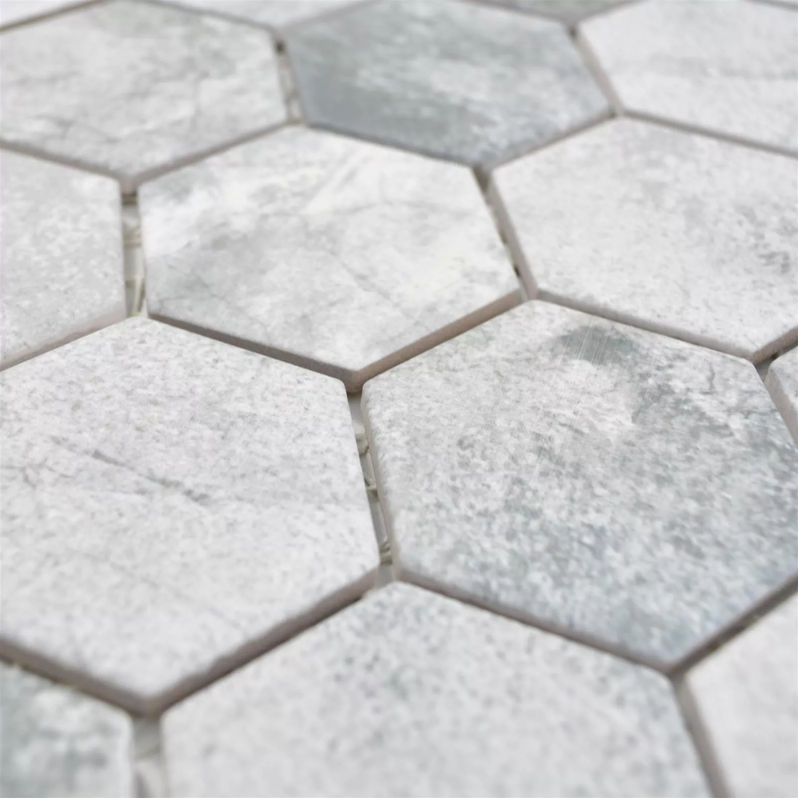 Keramikmosaik Comtessa Hexagon Cement Optik Ljusgrå