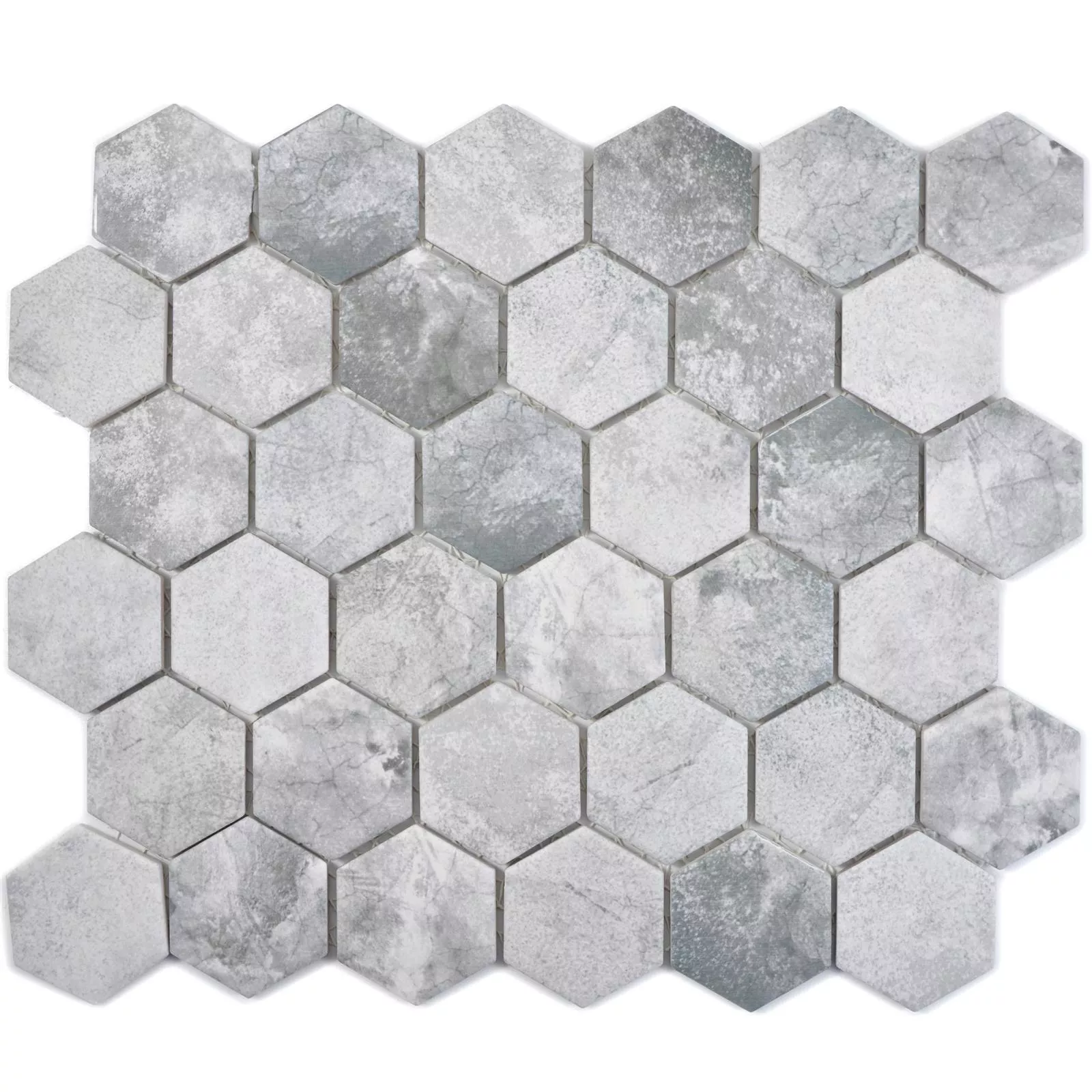 Prov Keramikmosaik Comtessa Hexagon Cement Optik Ljusgrå
