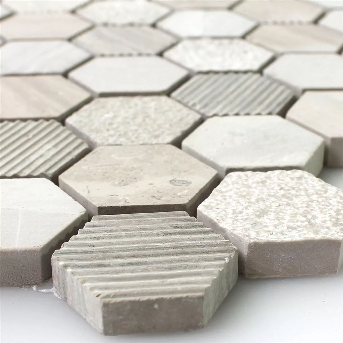 Prov Mosaik Hexagon Natursten Beige Brun