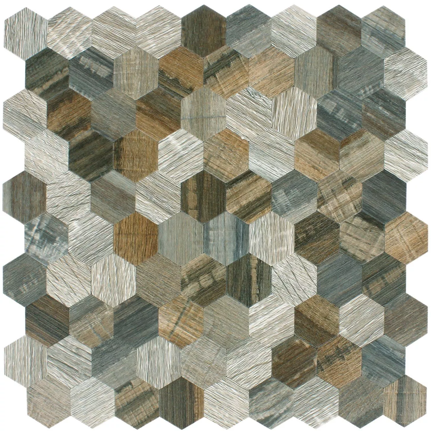 Mosaik Träimitation Hexagon Självhäftande Morelia