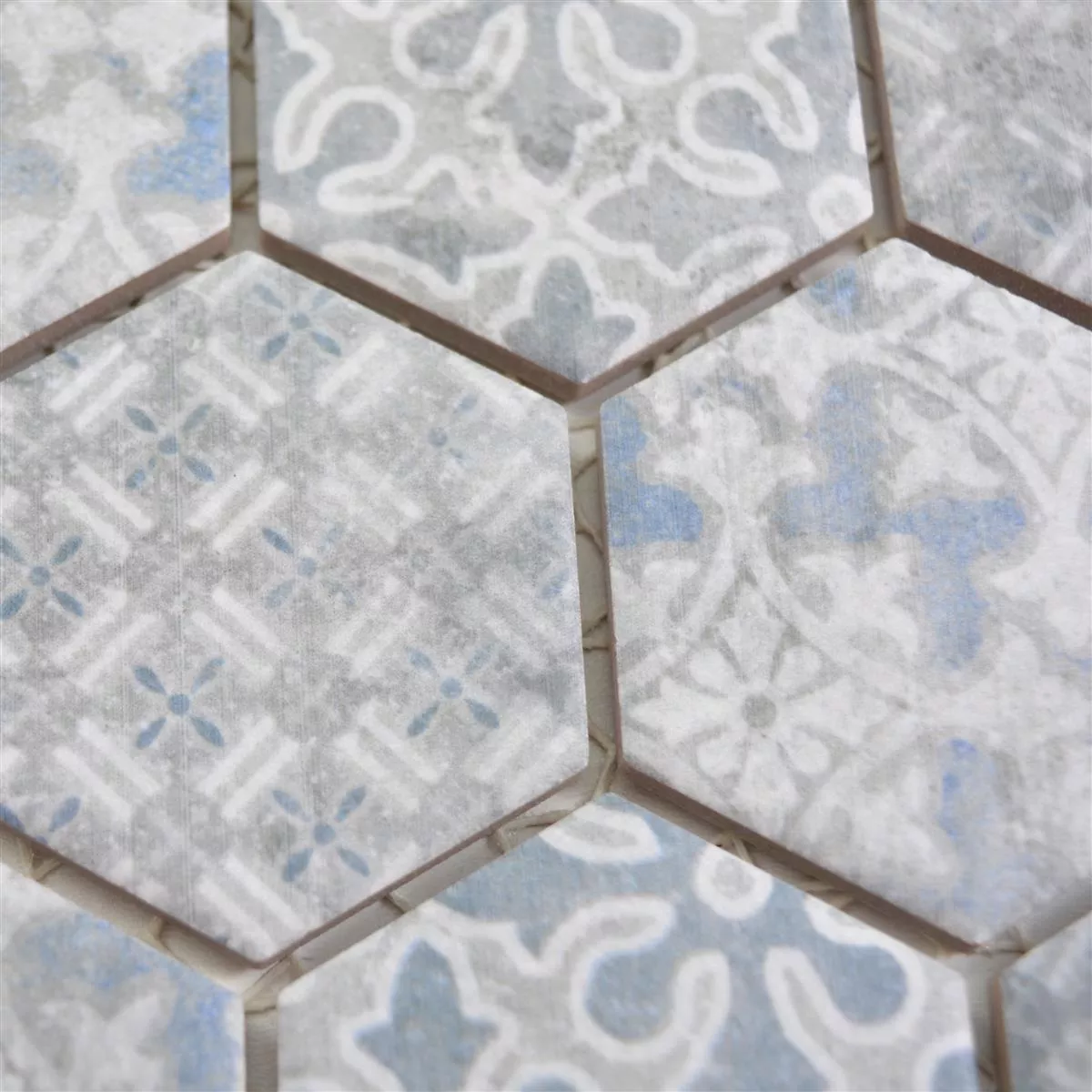 Prov Keramikmosaik Retro Plattor Lawinia Hexagon Blå