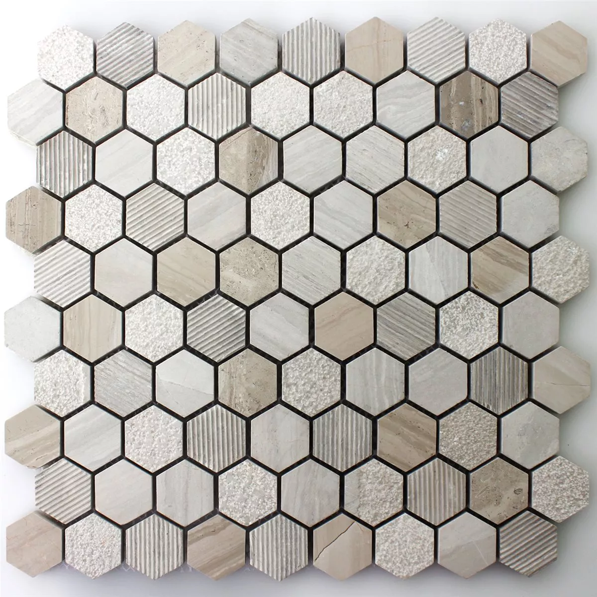 Mosaik Hexagon Natursten Beige Brun