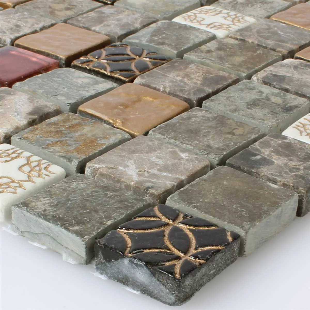 Prov Mosaik Glas Natursten Mix 23x23x8mm