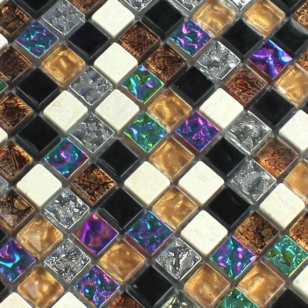 Prov Mosaik Glas Marmor Färgrik Mix 