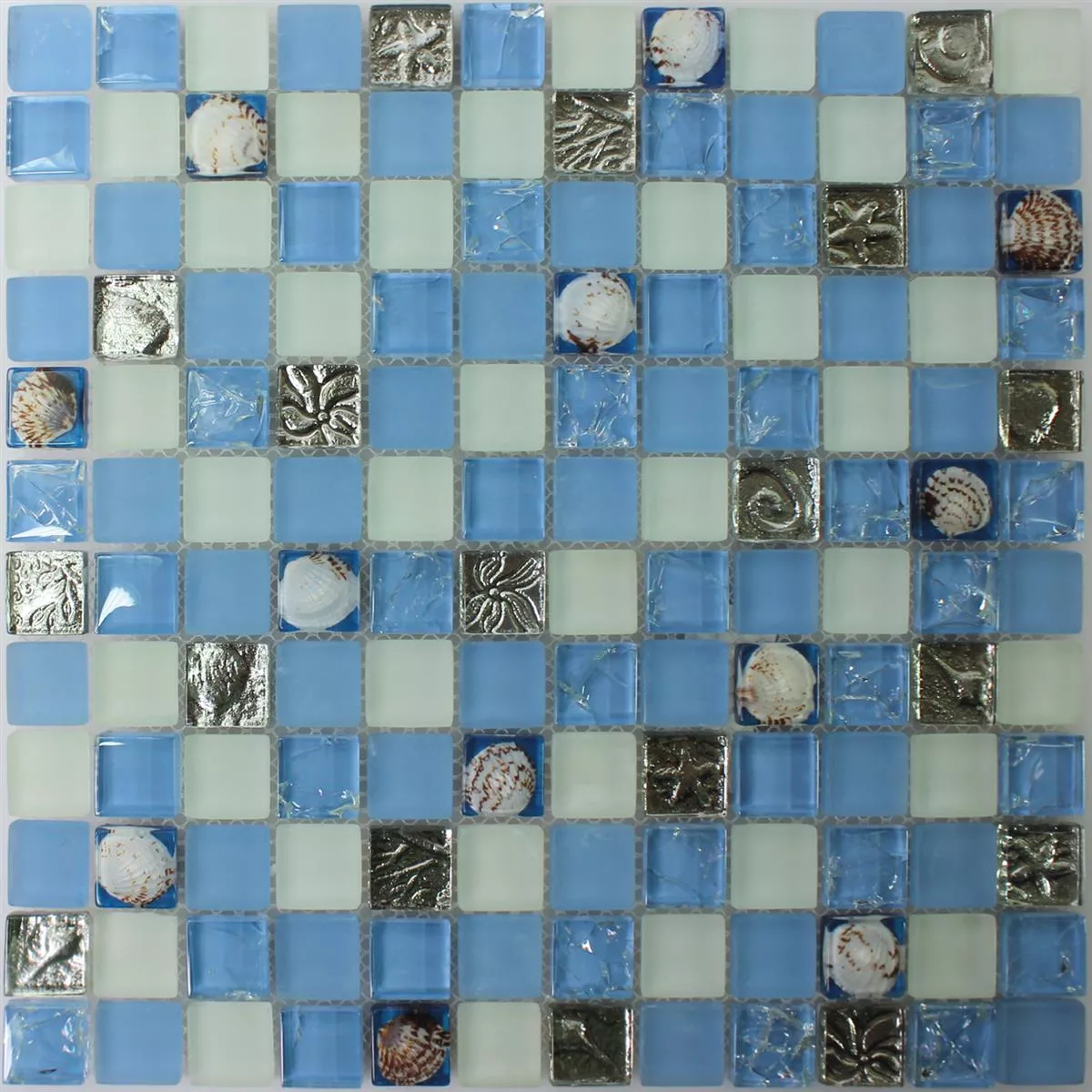 Mosaik Glas Skal Blå Mix