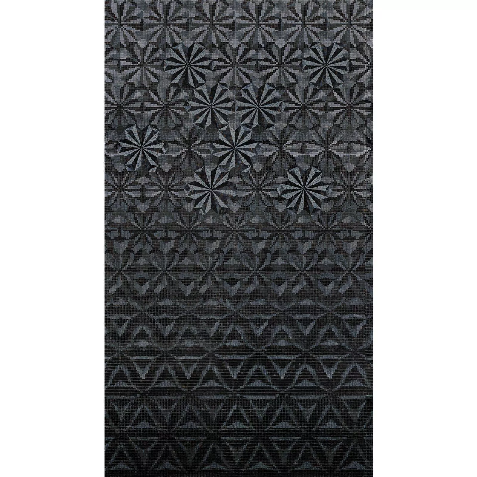Glasmosaik Bild Magicflower Black 110x240cm