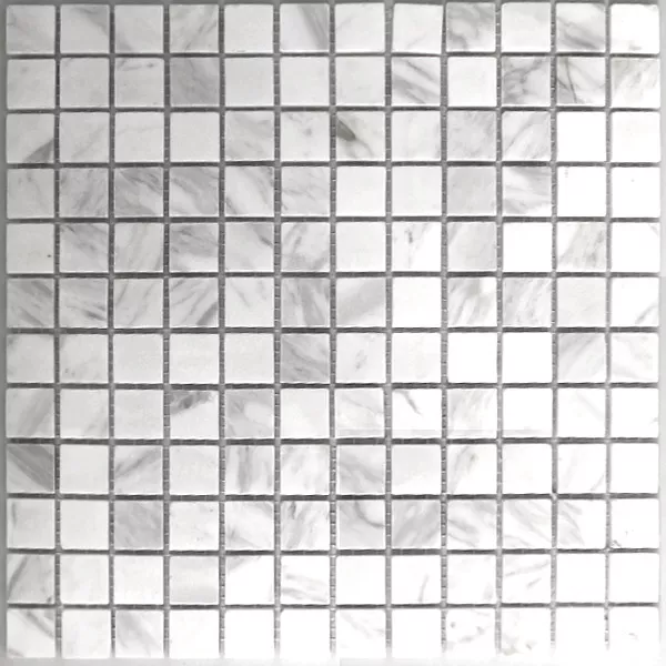 Mosaik Marmor 23x23x8mm Vit Polerad