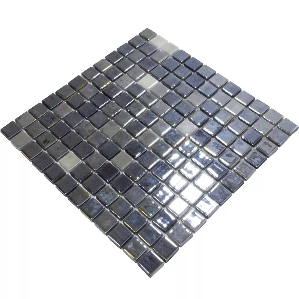 Glasmosaik Plattor Silvertown Antracit Metallic 25x25mm