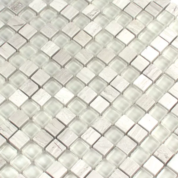 Mosaik Glas Marmor Grå Mix 15x15x8mm