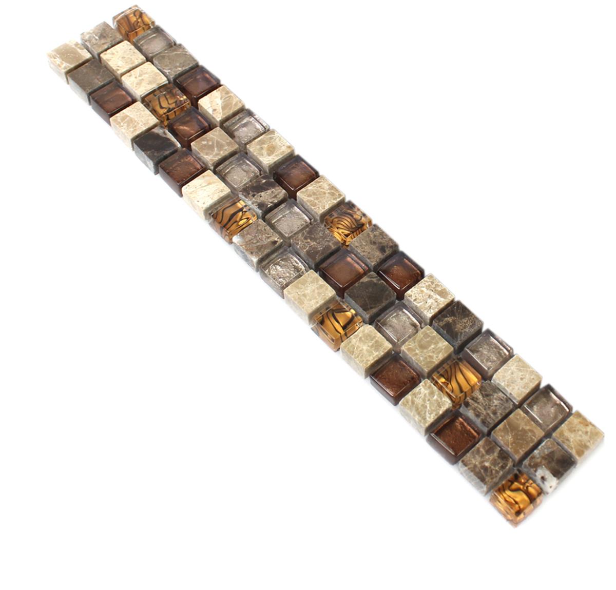 Glas Natursten Mosaikbård Gabon Brun
