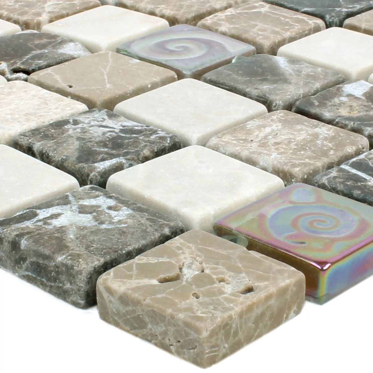 Mosaik Relief Marmor Java Glas Mix Beige