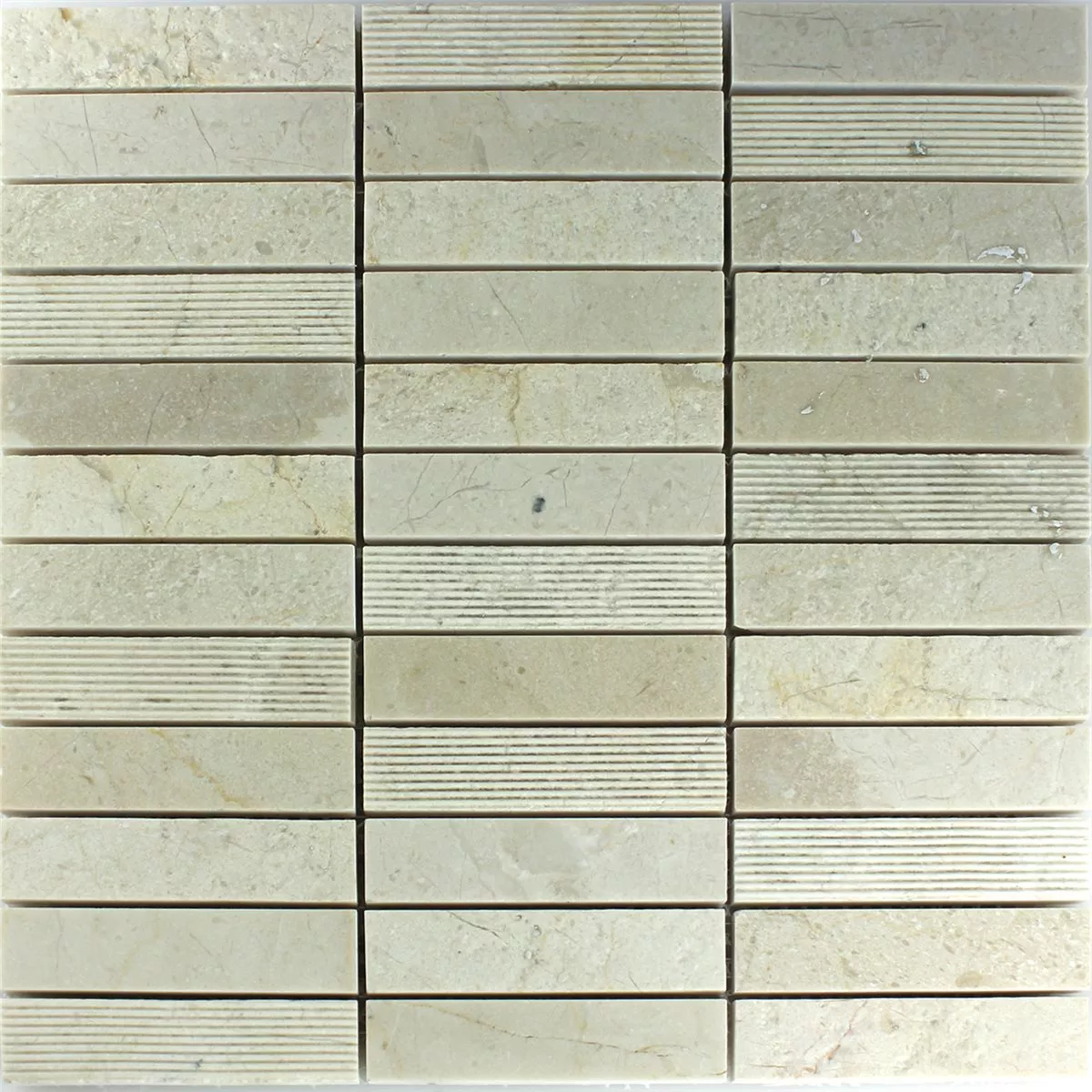 Prov Mosaik Marmor Sticka Fräst Polerad Beige