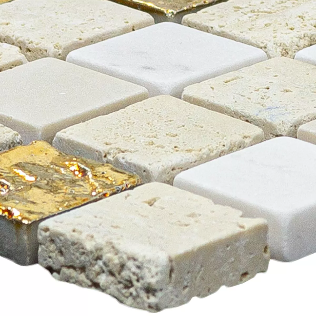 Prov Marmor Natursten Mosaik Plattor Limonello Guld Kräm
