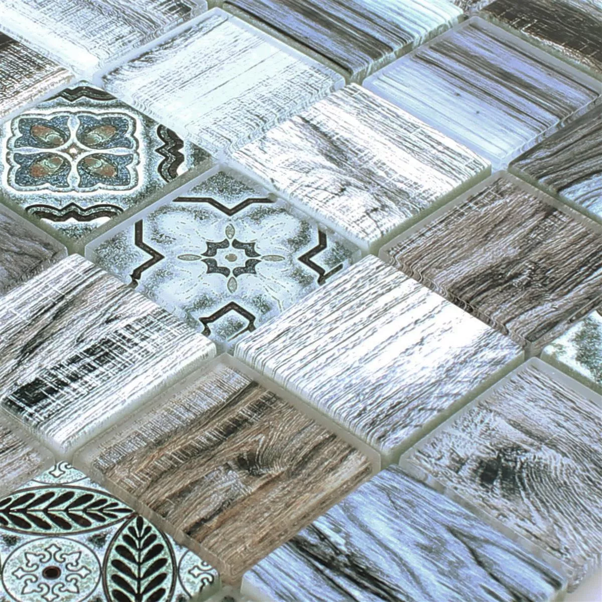 Glasmosaik Plattor Träimitation Makarska Blå